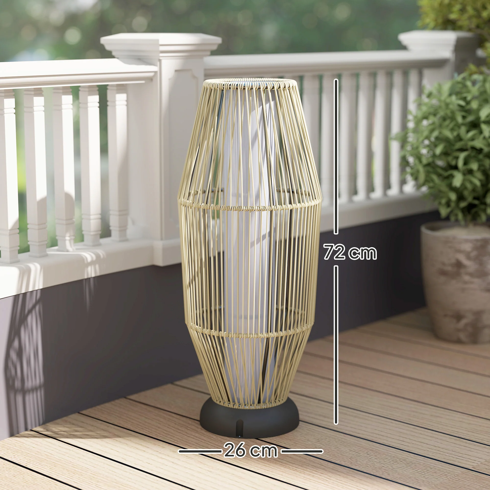 Outsunny 72 Cm Rattan Solar Floor Lamp, Auto On/Off LED Garden Light, Grey - Image 5