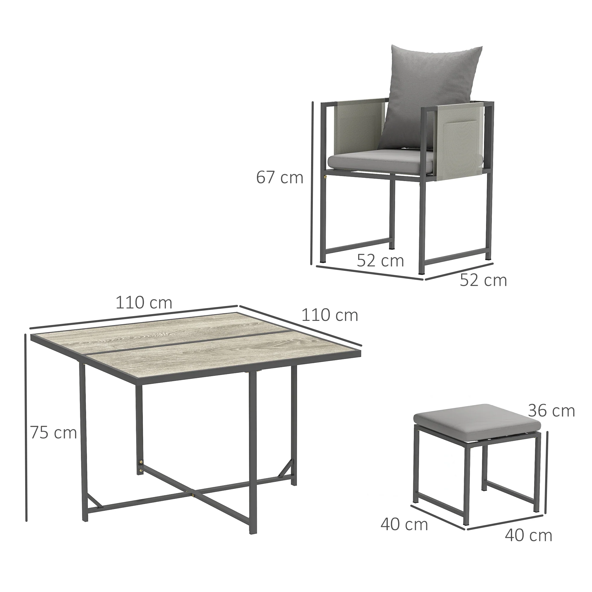 Outsunny 8 Seater Garden Dining Set, Cube Garden Furniture With Cushions - Image 5