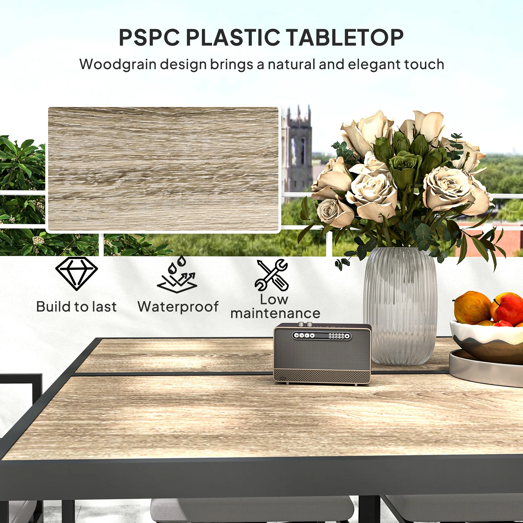 Outsunny 8 Seater Garden Dining Set, Cube Garden Furniture With Cushions - Image 6