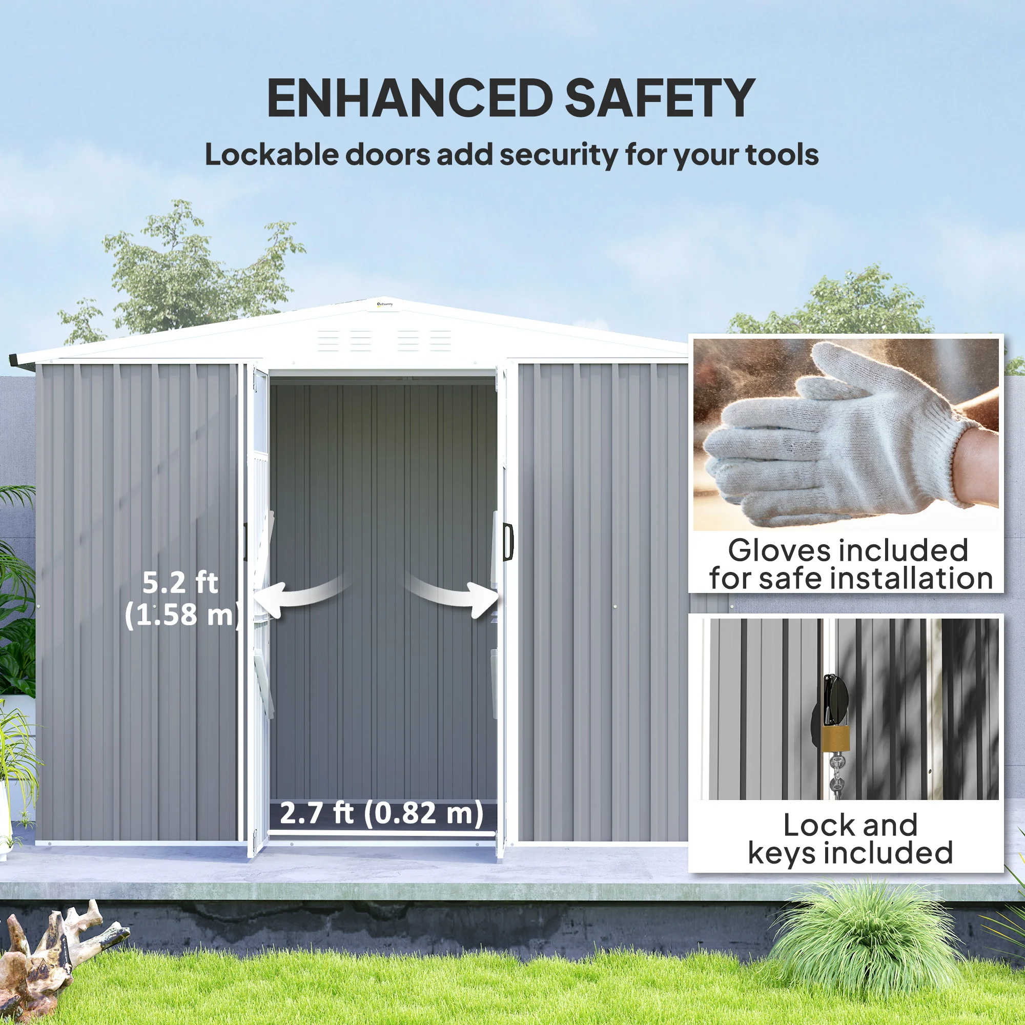 Outsunny 8 x 4 ft Garden Storage Shed, Outdoor Metal Shed - Image 13