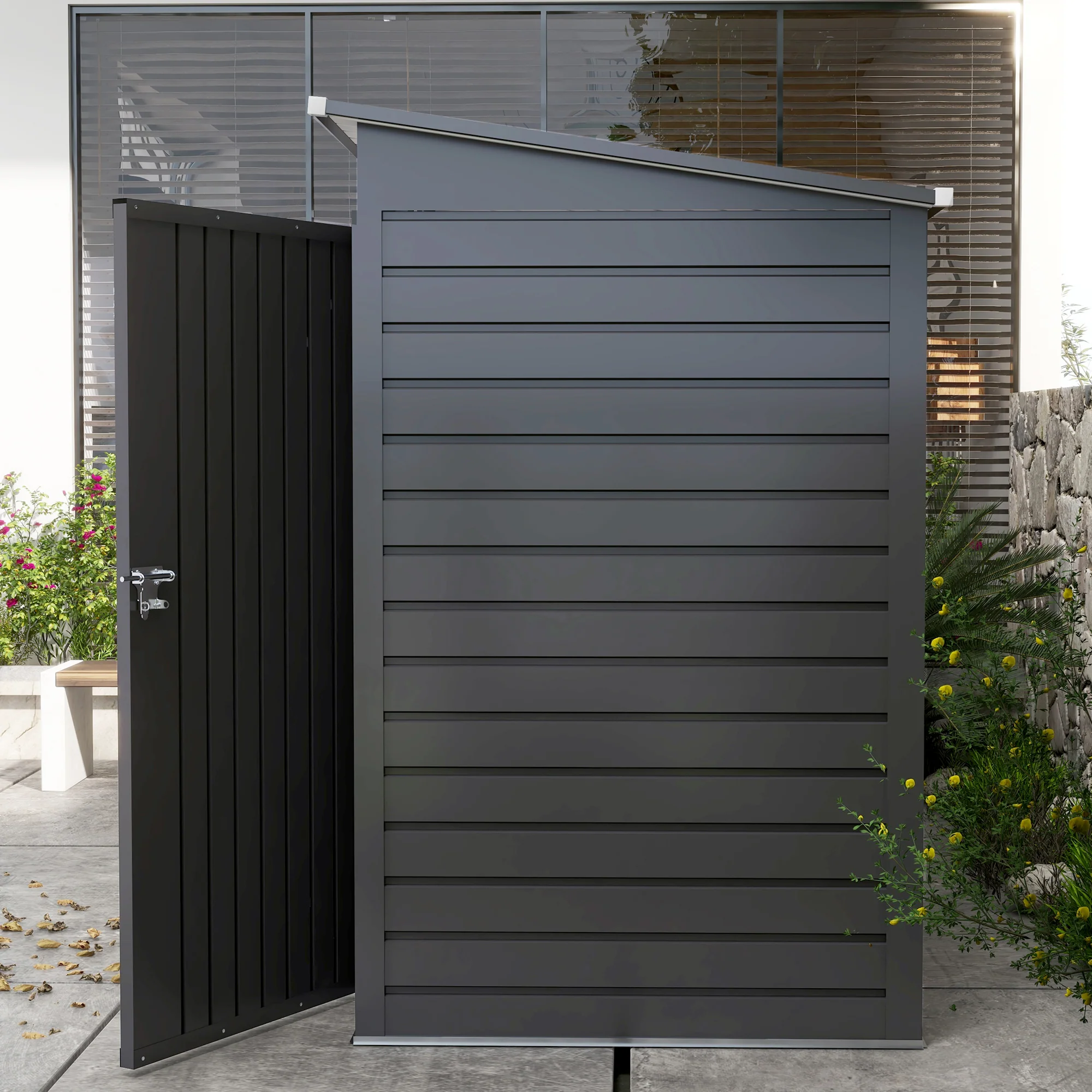 Outsunny 8 X 4FT Metal Garden Storage Shed With Double Doors And 2 Vents, Grey - Image 8