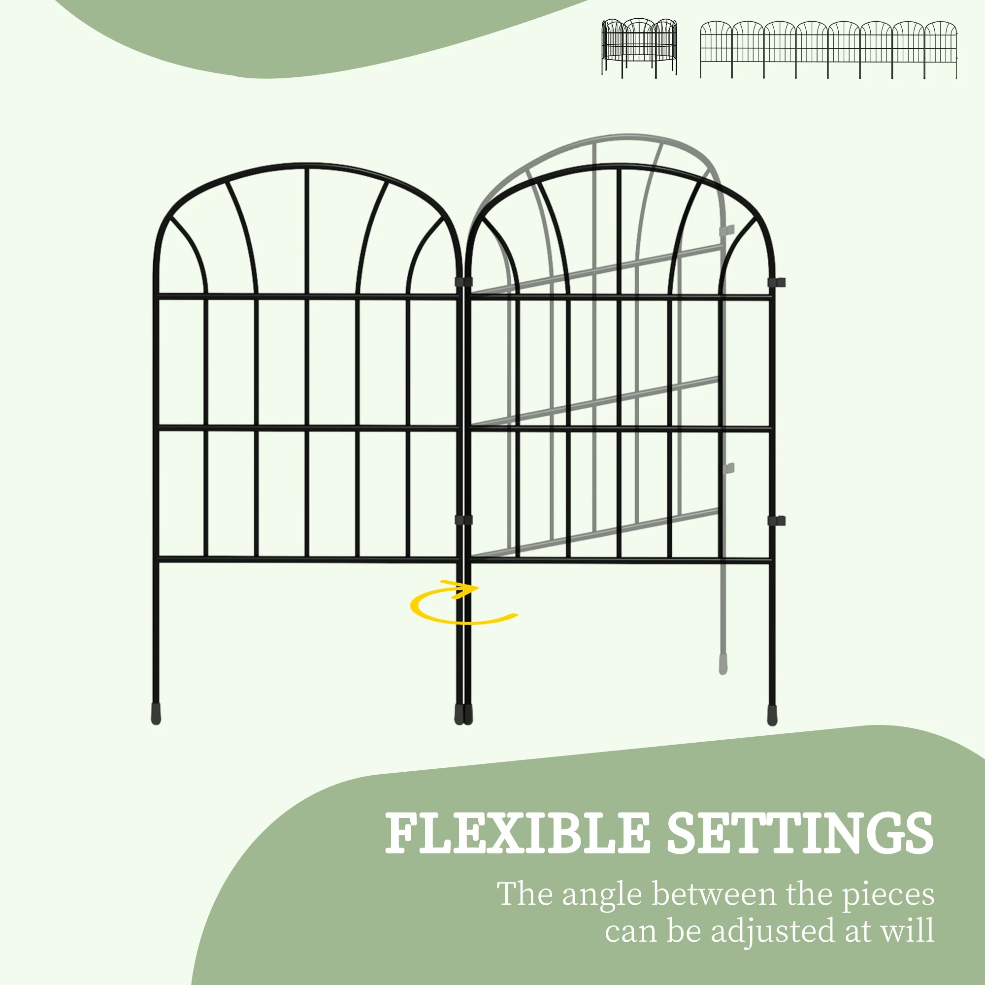 Outsunny 8PCs Decorative Garden Fencing 24in x 8.7ft Metal Border Edging - Image 4