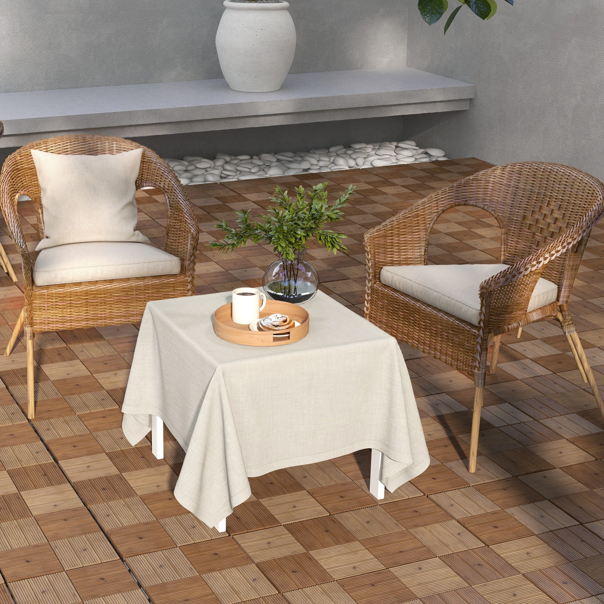 Outsunny 9 Pcs Interlocking Flooring Tiles for Patio, Balcony, Hot Tub, Brown - Image 8