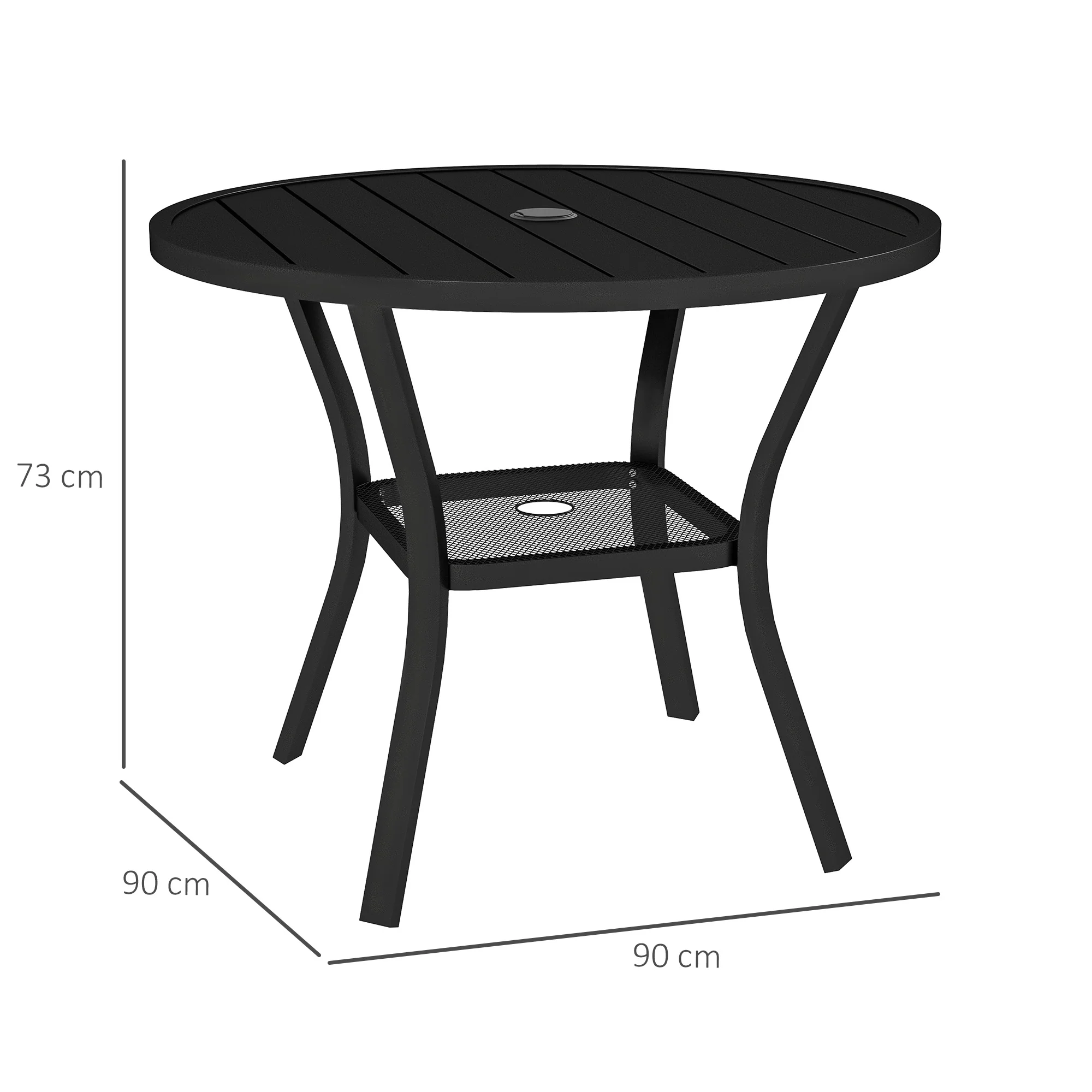 Outsunny 90 Cm Garden Dining Table, Round Garden Table With Parasol Hole - Image 5