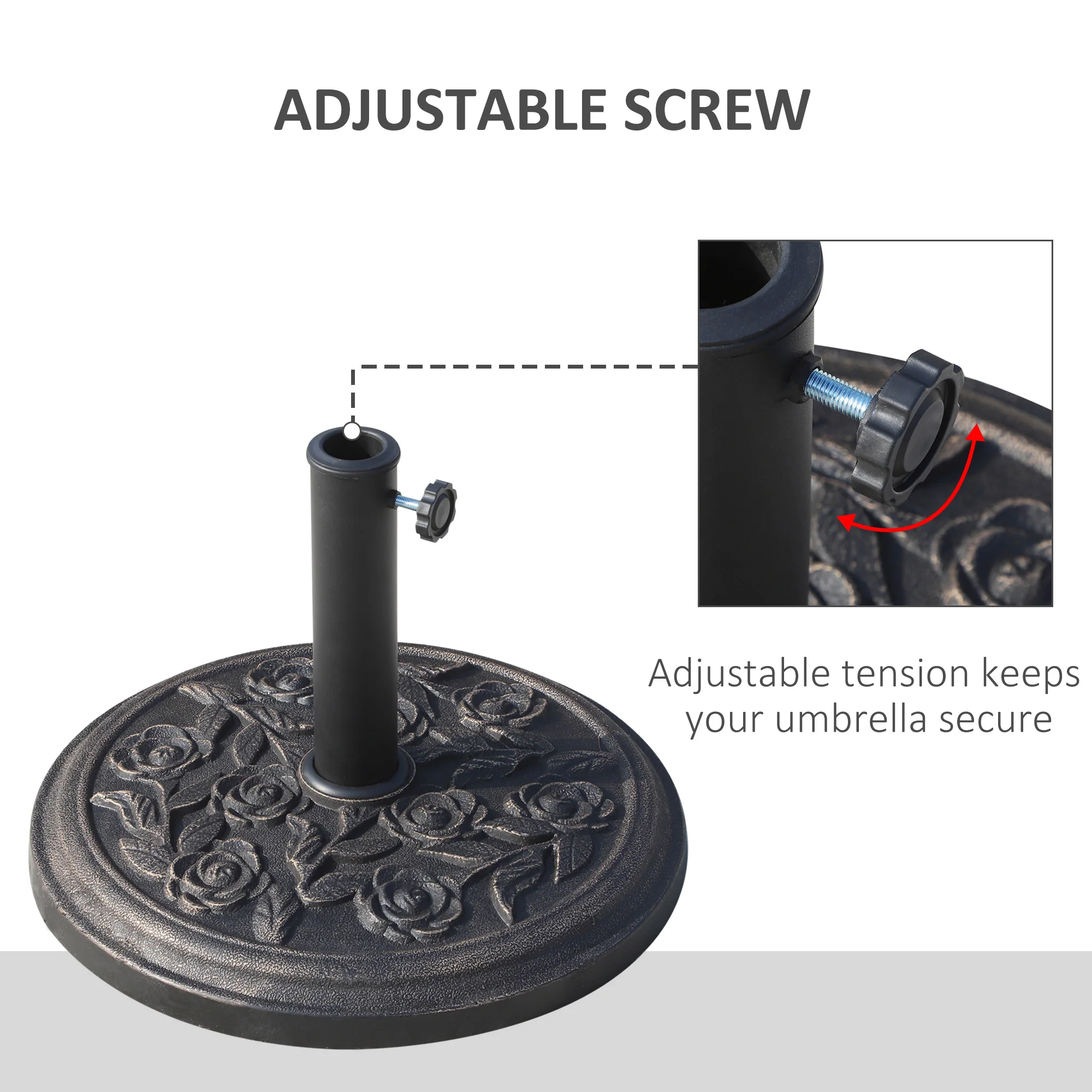 Outsunny 9kg Garden Parasol Base, Round Resin Sun Umbrella Base, Bronze - Image 3
