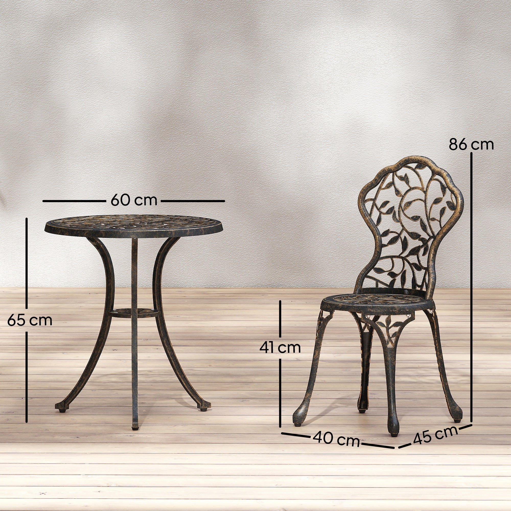Outsunny Aluminium Bistro Set Garden Coffee Table Chair Outdoor Dining Set - Image 3