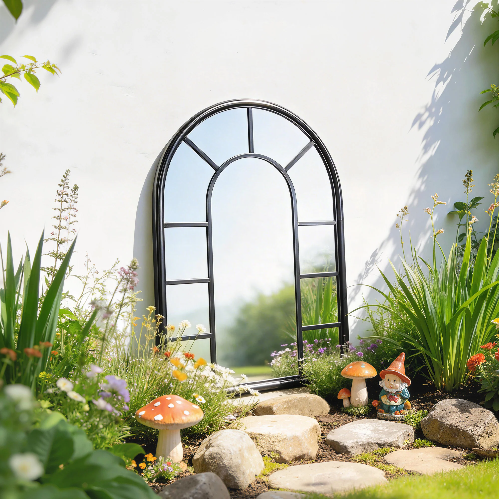 Outsunny Arched Mirror, Decorative Wall Mirrors, Black - Image 2