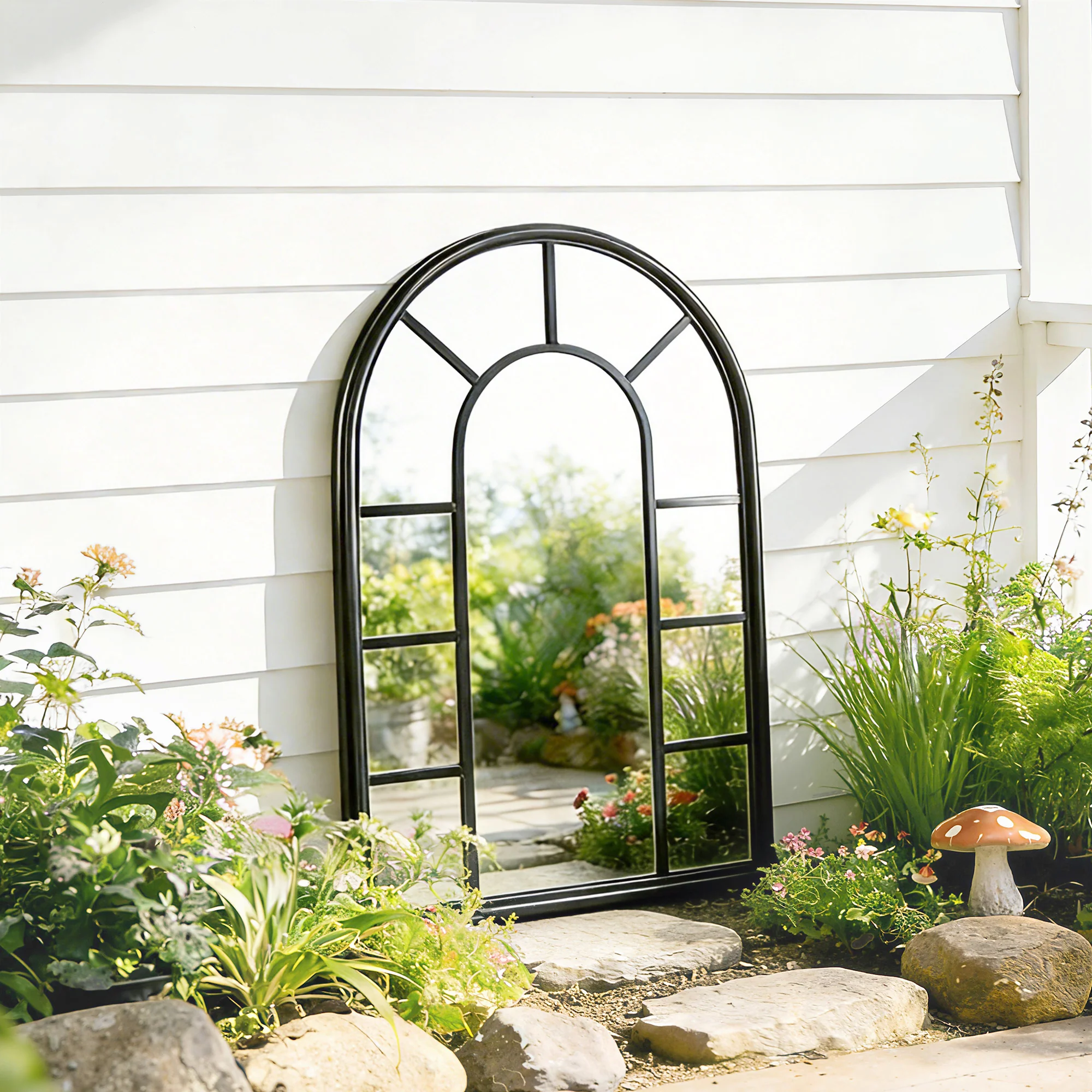 Outsunny Arched Mirror, Decorative Wall Mirrors, Black - Image 8