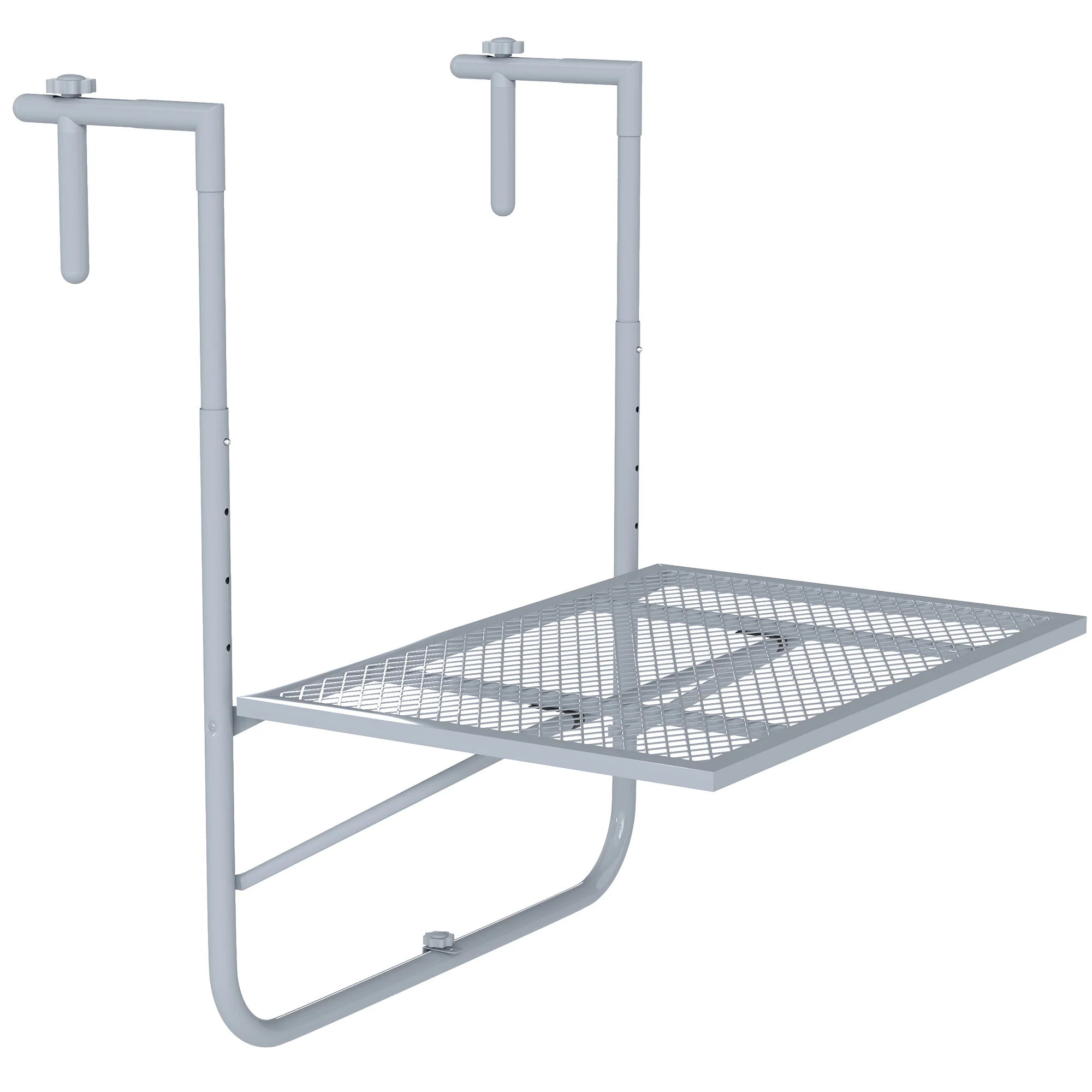 Outsunny Balcony Hanging Table Wall Mount Adjustable Folding Desk Patio Grey