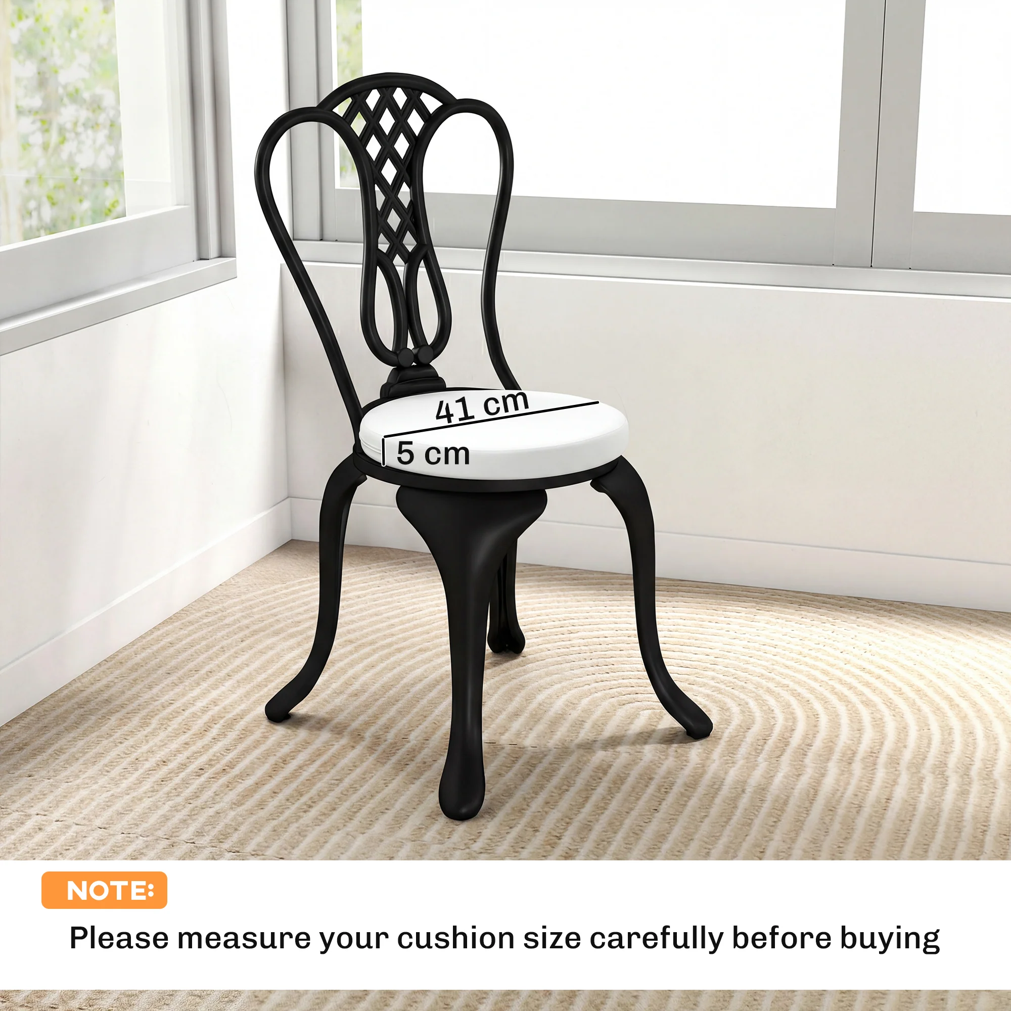 Outsunny Bistro Chair Cushions, Chair Pads Set Of 4, White - Image 3
