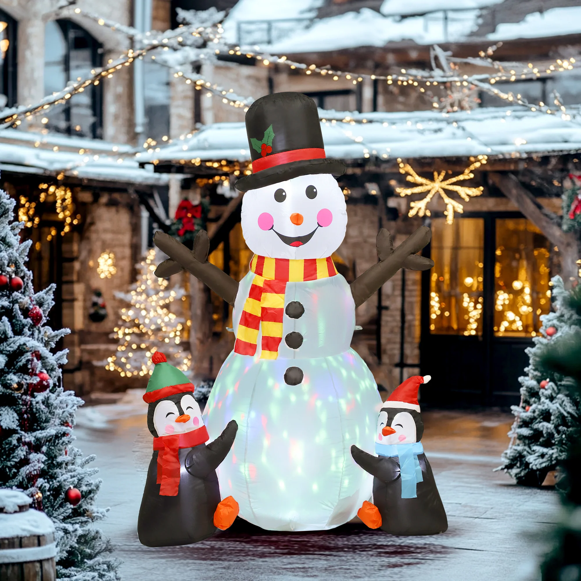 Outsunny Blow Up Christmas Inflatables With Flashing Projector Light - Image 2
