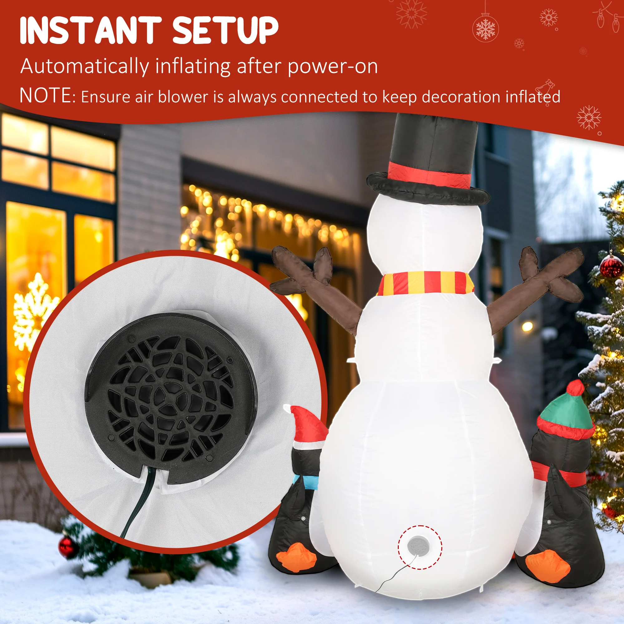 Outsunny Blow Up Christmas Inflatables With Flashing Projector Light - Image 4