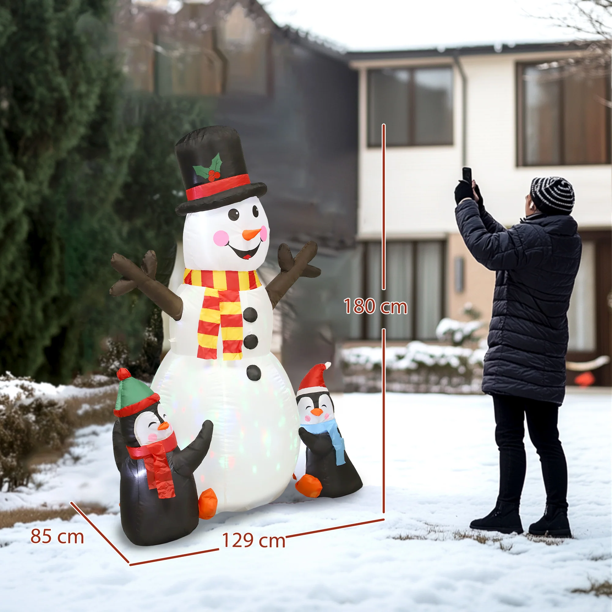 Outsunny Blow Up Christmas Inflatables With Flashing Projector Light - Image 5