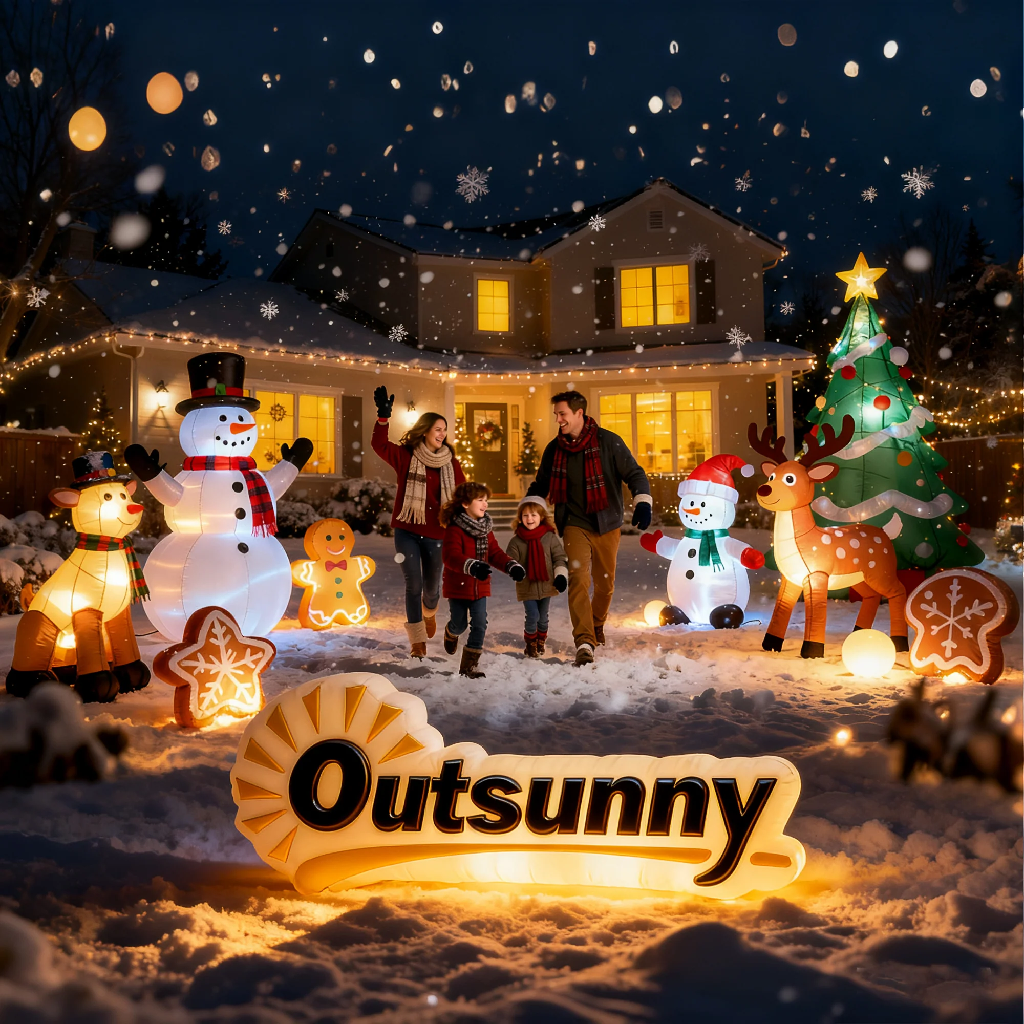 Outsunny Blow Up Christmas Inflatables With Flashing Projector Light - Image 9