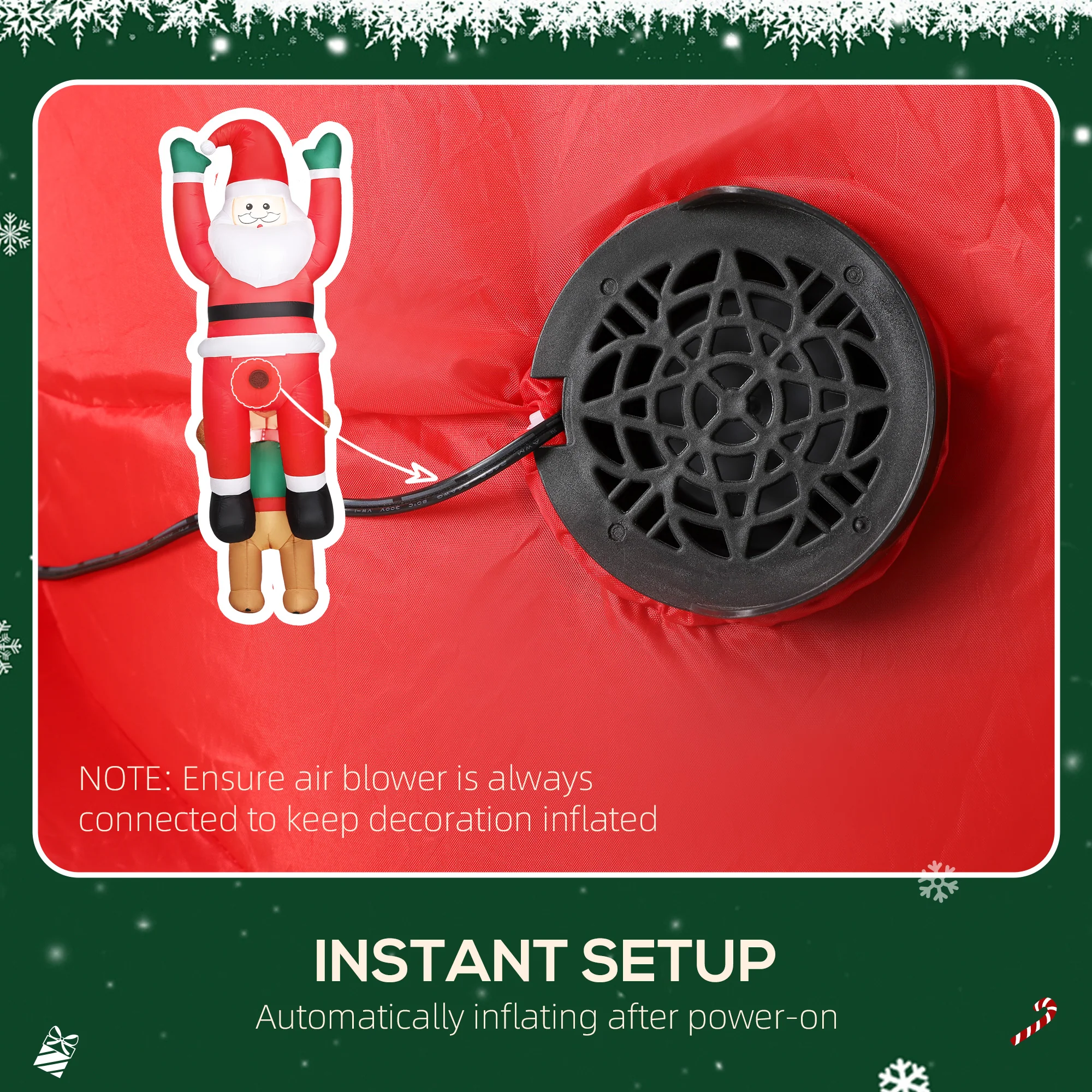 Outsunny Blow Up Hanging Christmas Decoration with Built-in LED Lights - Image 4