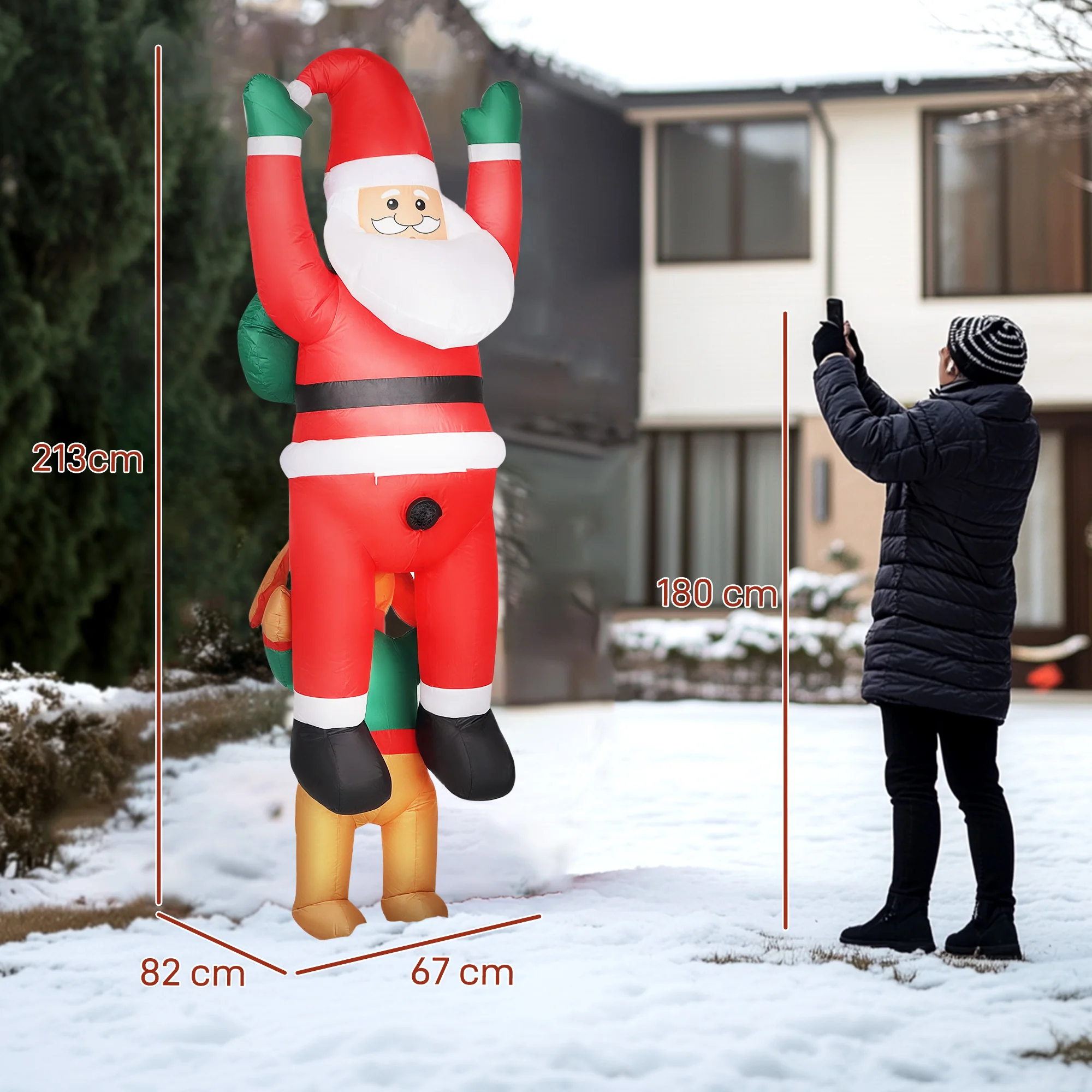 Outsunny Blow Up Hanging Christmas Decoration with Built-in LED Lights - Image 5