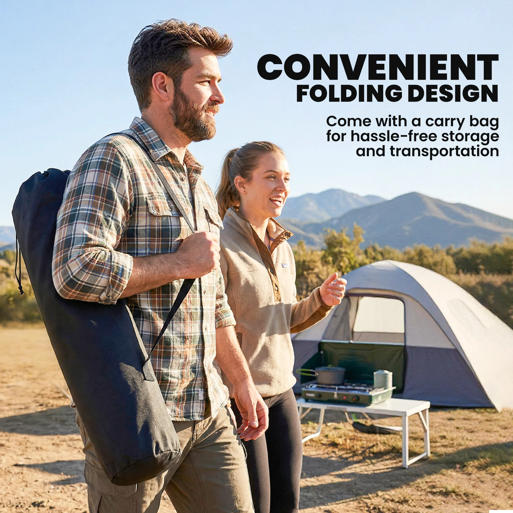 Outsunny Camping Chair Padded with Side Pocket Light Grey - Image 7