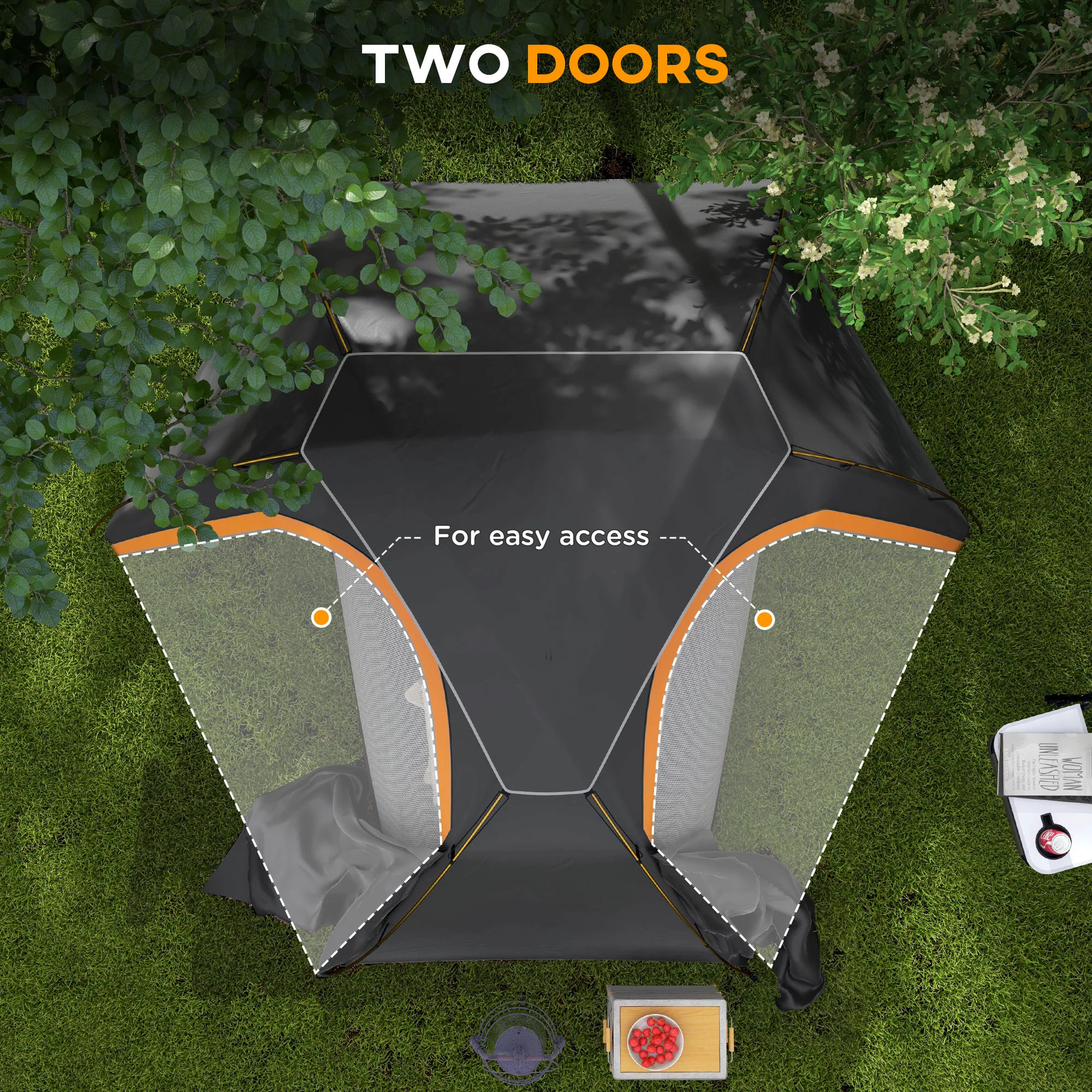 Outsunny Camping Tent Dome Tent with Removable Rainfly for 1-2 Man, Grey - Image 6