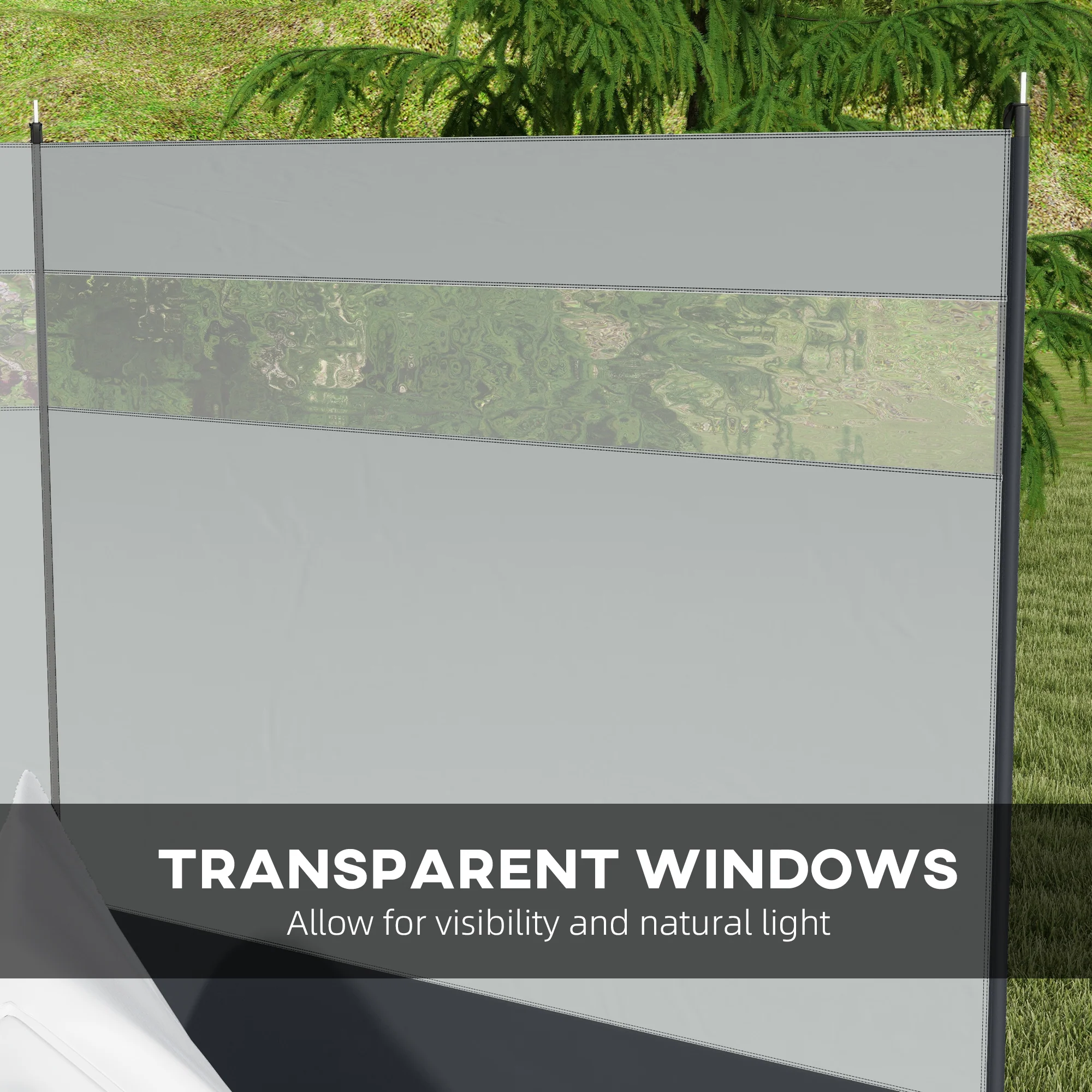 Outsunny Camping Windbreaks with Clear Windows and Carry Bag, 440 x 140cm - Image 15