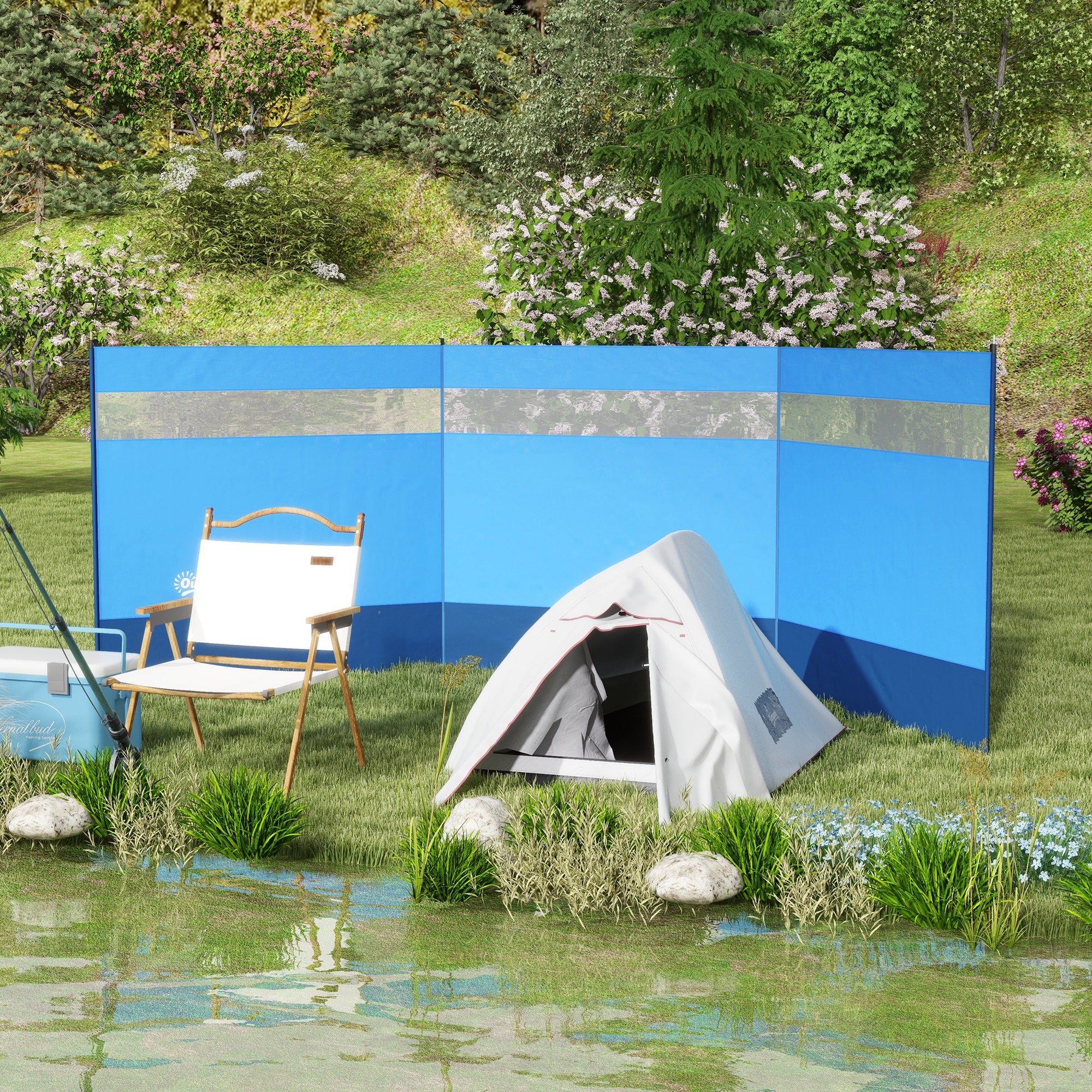 Outsunny Camping Windbreaks with Clear Windows and Carry Bag, 440 x 140cm - Image 2