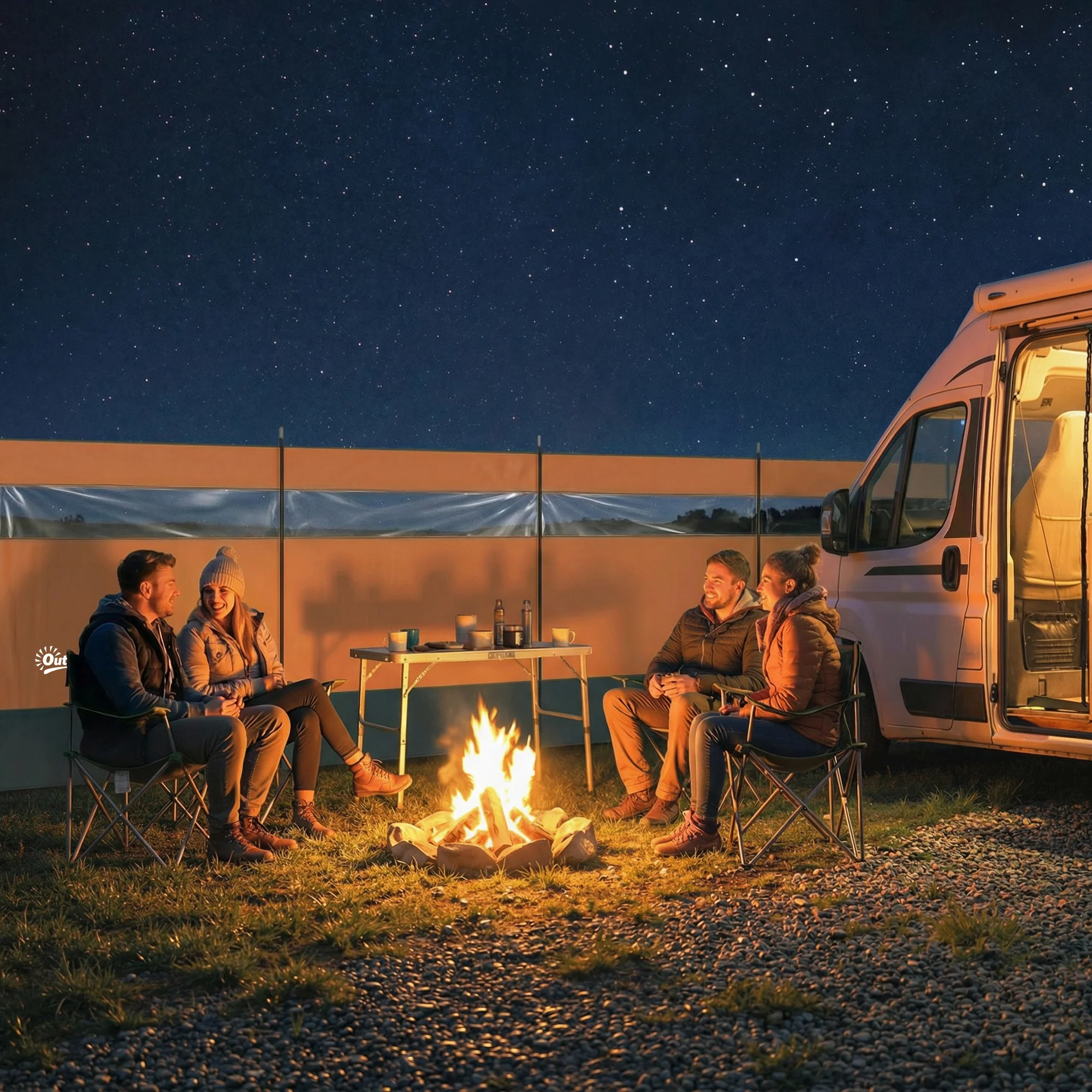 Outsunny Camping Windbreaks with Clear Windows, Orange - Image 18