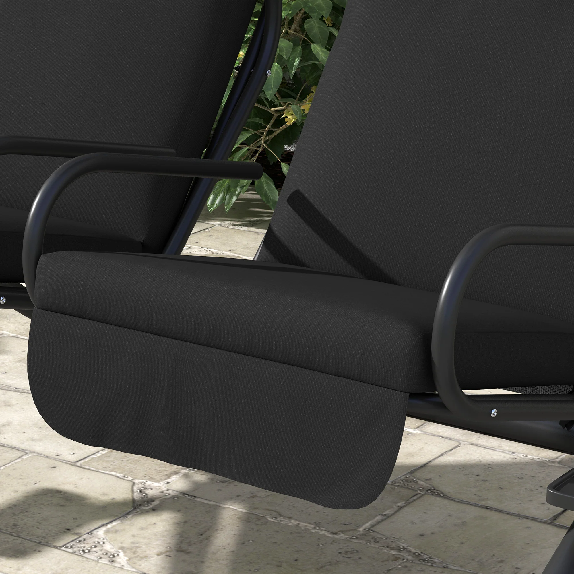 Outsunny Canopy Swing 2 Separate Relax Chairs w/ Handrails, Cup Holders - Image 8