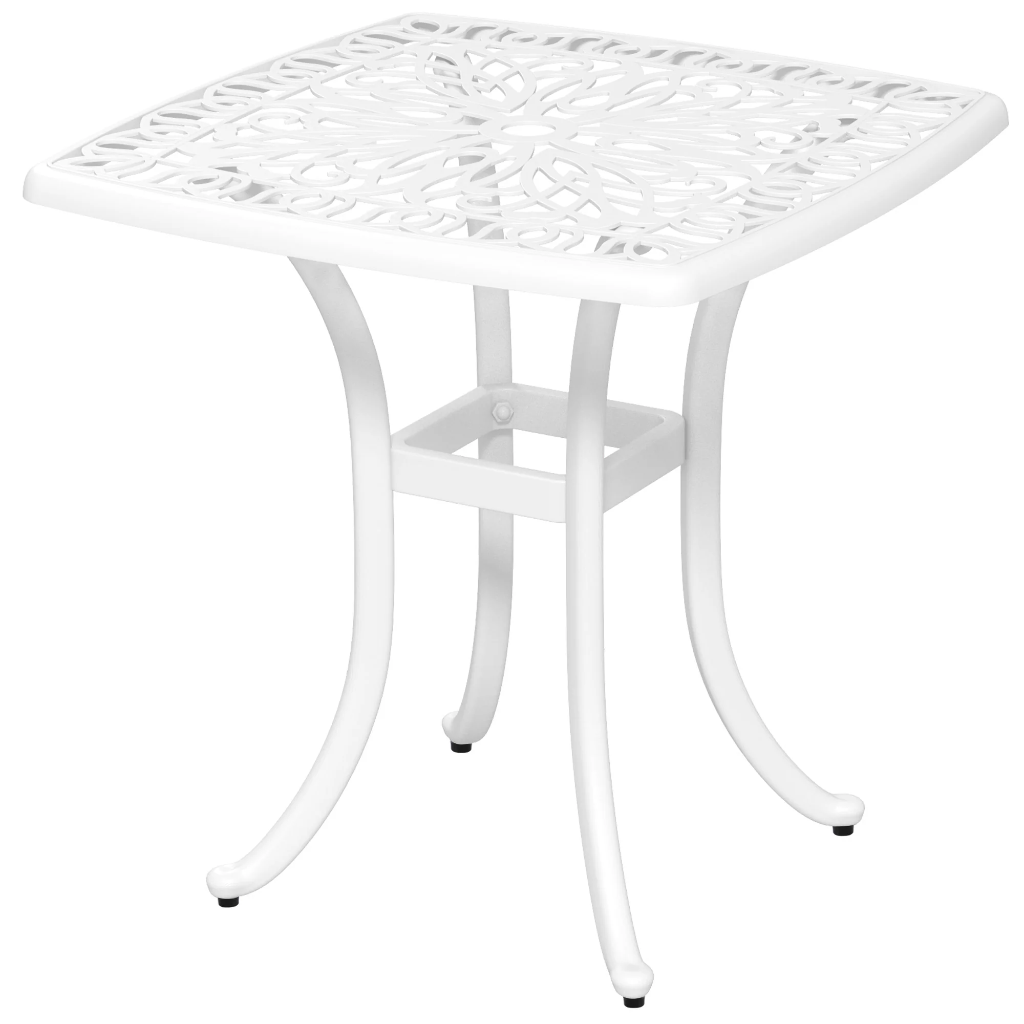 Outsunny Cast Aluminium Bistro Table With Umbrella Hole, White - Image 10