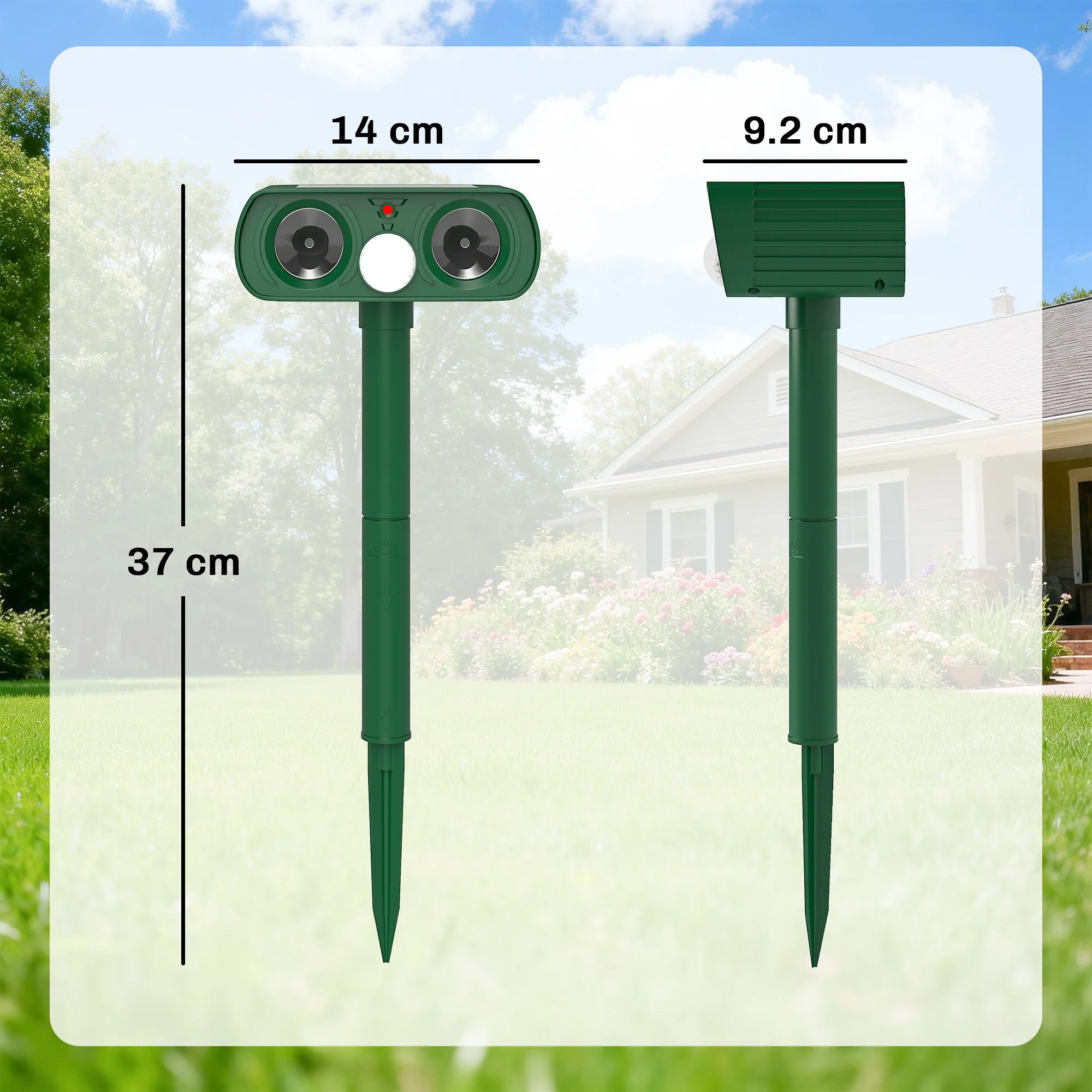 Outsunny Cat Repellent For Gardens, Solar Ultrasonic PIR Fox Cat Deterrent - Image 5
