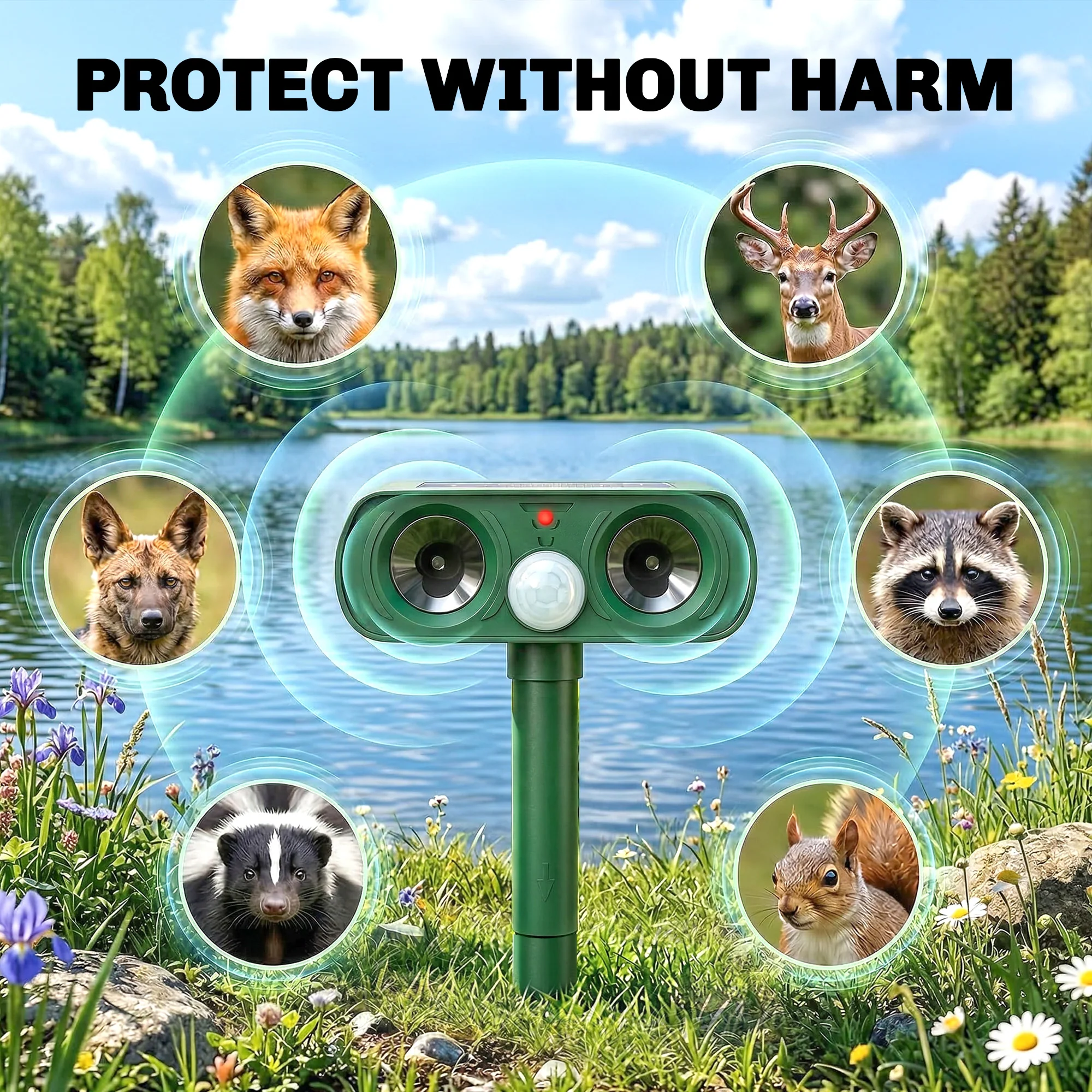 Outsunny Cat Repellent For Gardens, Solar Ultrasonic PIR Fox Cat Deterrent - Image 9