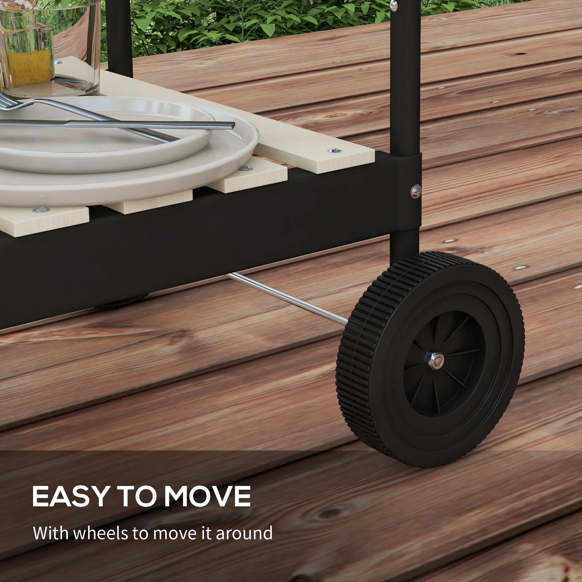 Outsunny Charcoal Barbecue BBQ Grill Trolley W/ 5-level Grill Height Ash Catcher - Image 17