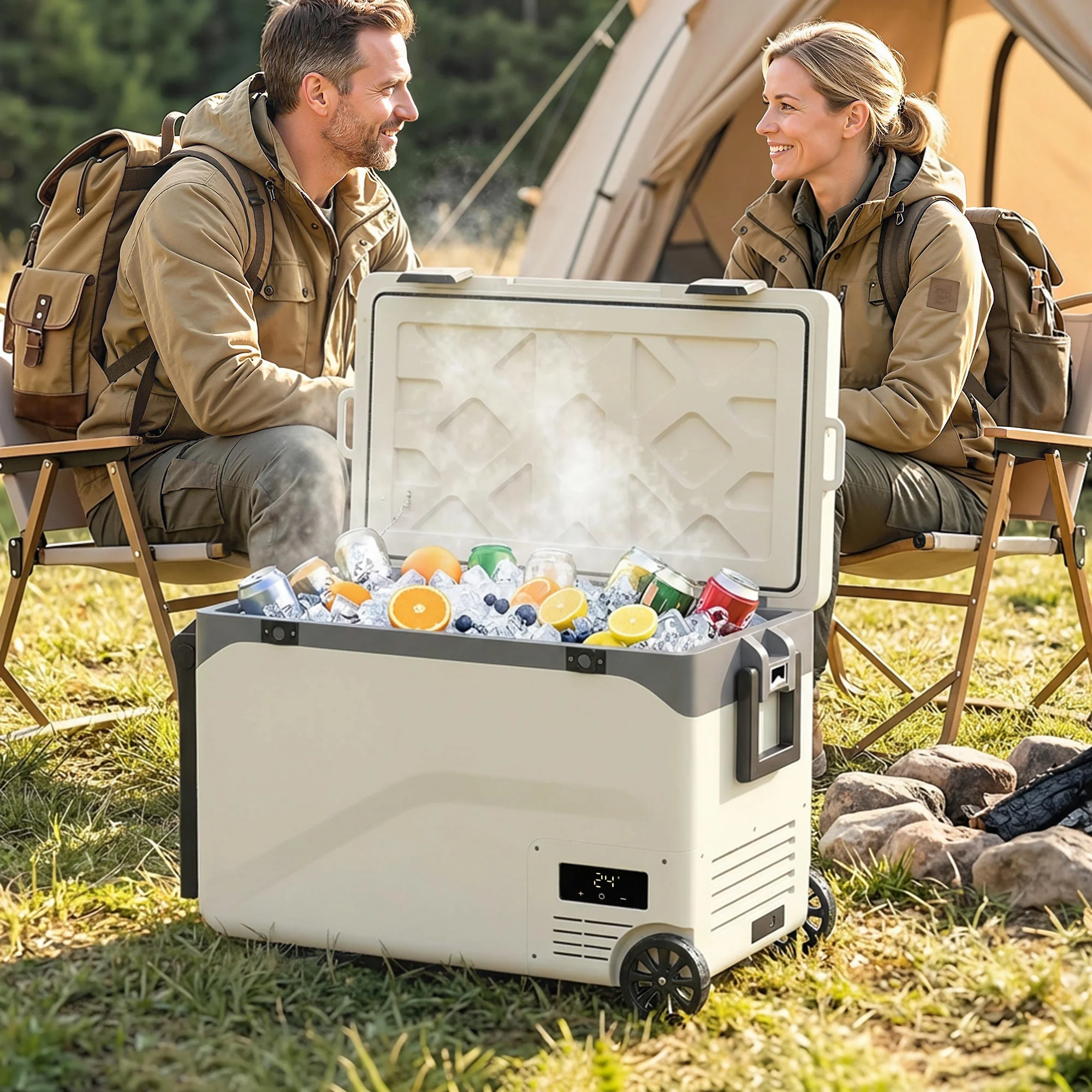 Outsunny Compressor Car Fridge Freezer, Camping Refrigerator W/ App Control - Image 2