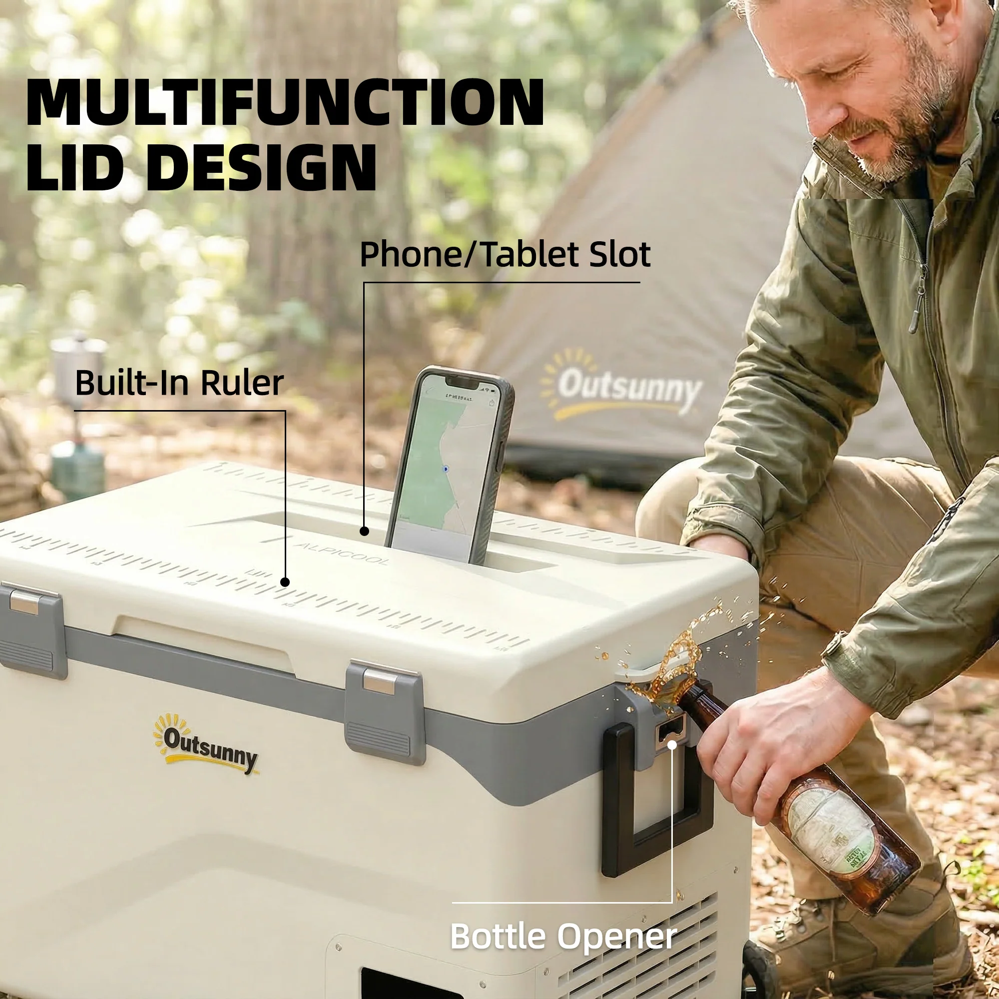 Outsunny Compressor Car Fridge Freezer, Camping Refrigerator W/ App Control - Image 8