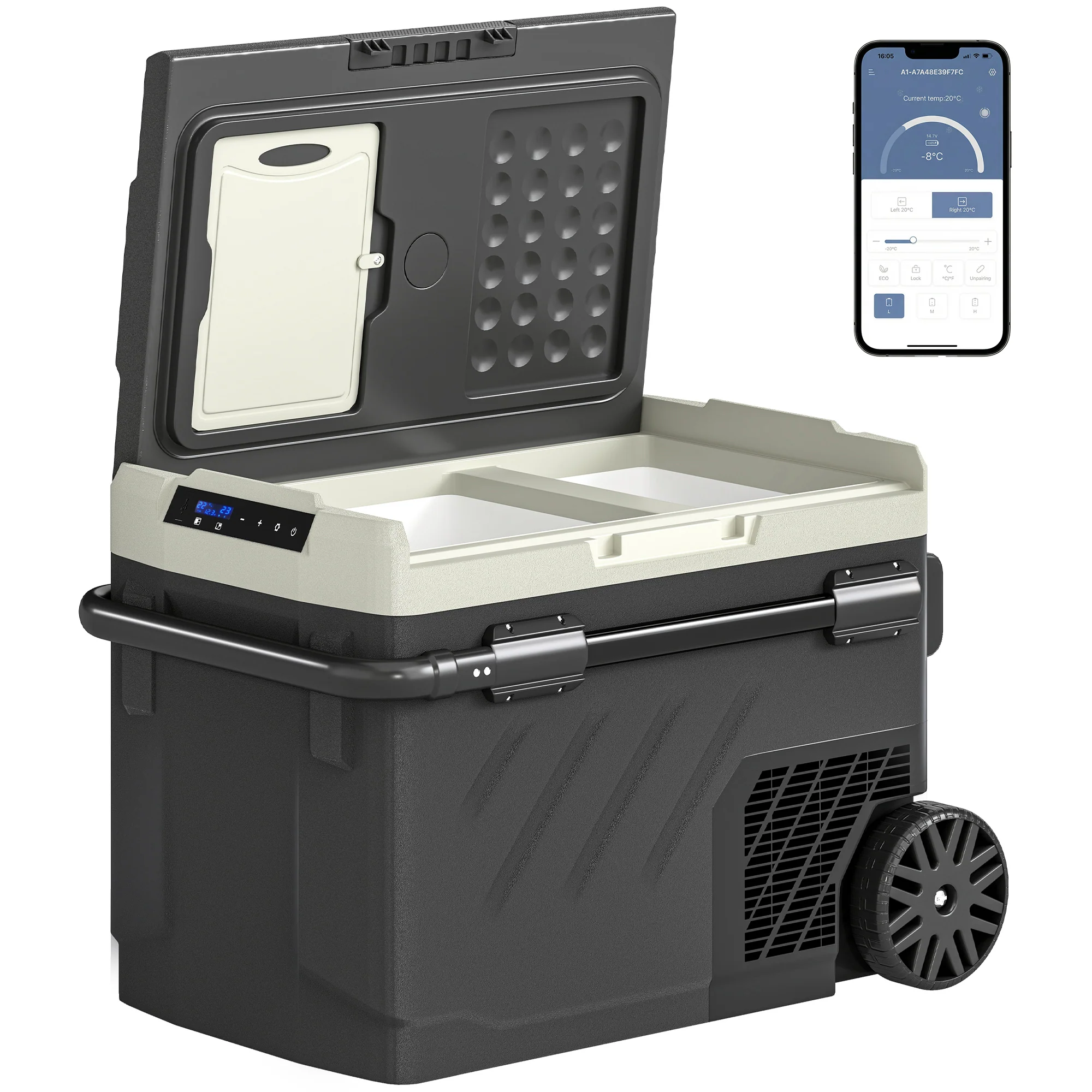 Outsunny Compressor Car Fridge Freezer, Dual Zone With App Control Black - Image 10