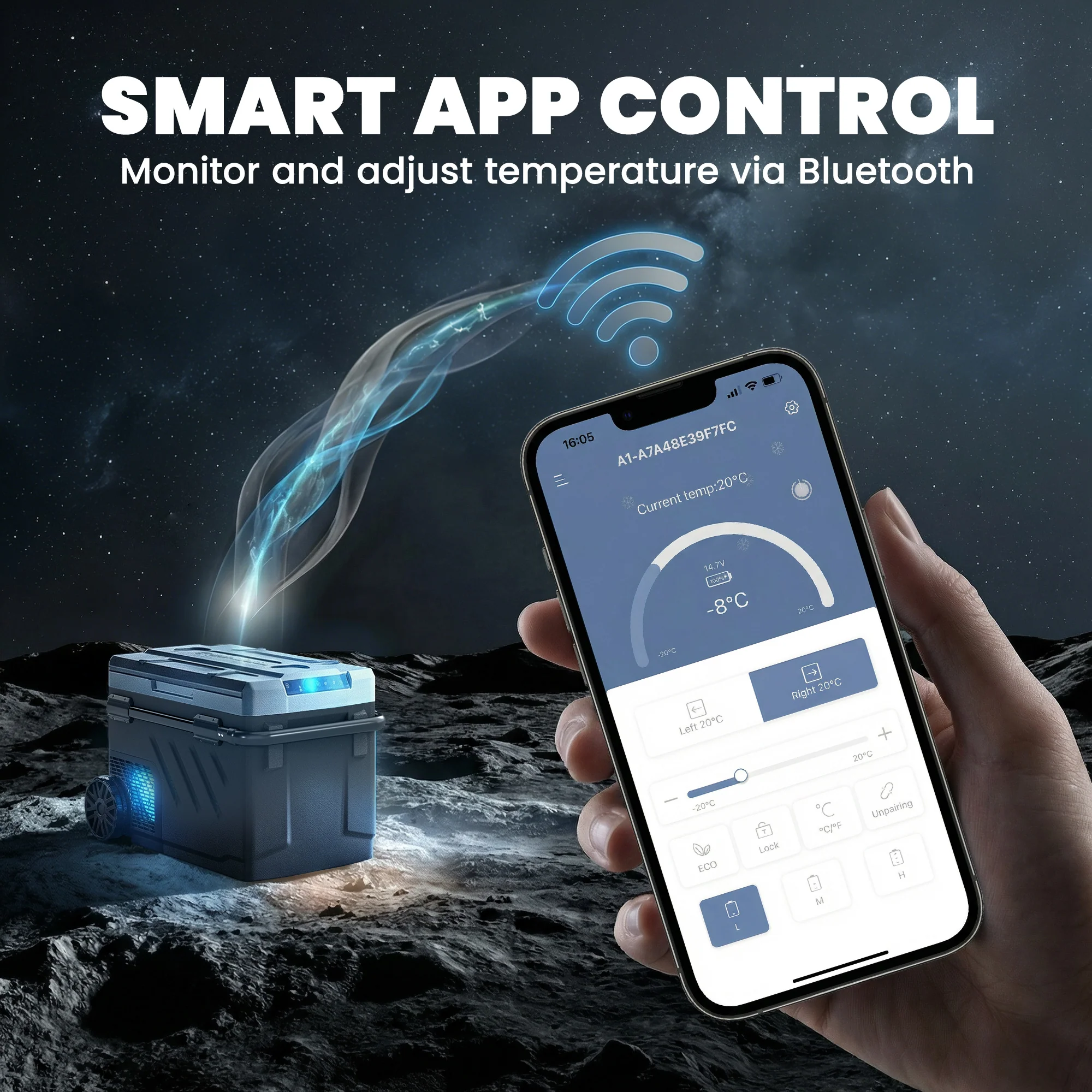 Outsunny Compressor Car Fridge Freezer, Dual Zone With App Control Black - Image 15