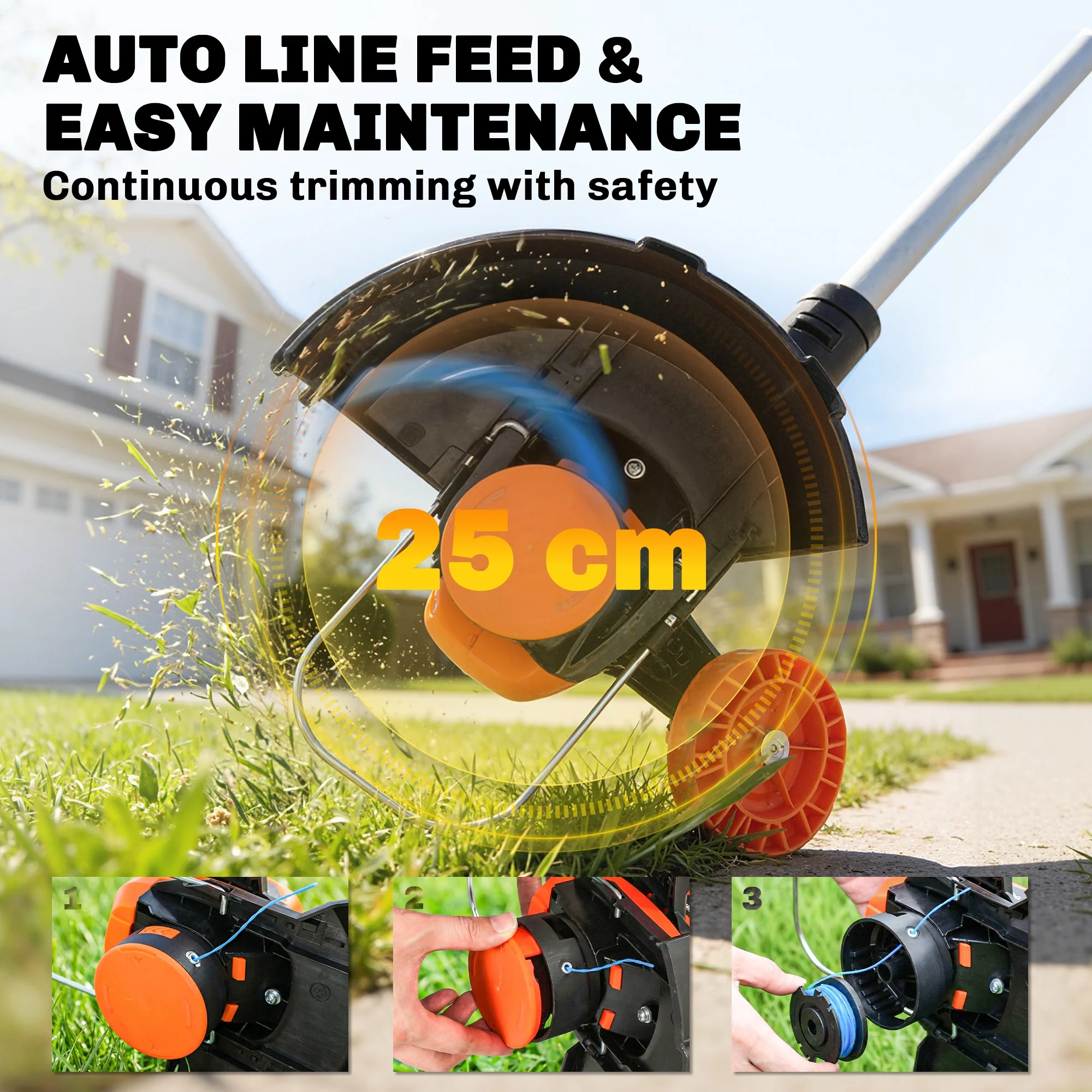 Outsunny Cordless Strimmer With 2 X 4.0Ah Lithium Batteries & Charger - Image 7