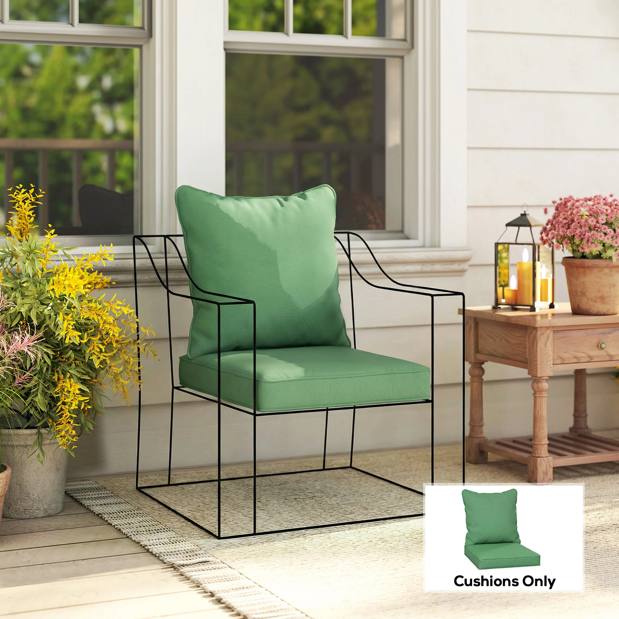 Outsunny Cushion Set with Seat & Back Pad, CUSHION ONLY, Green - Image 2