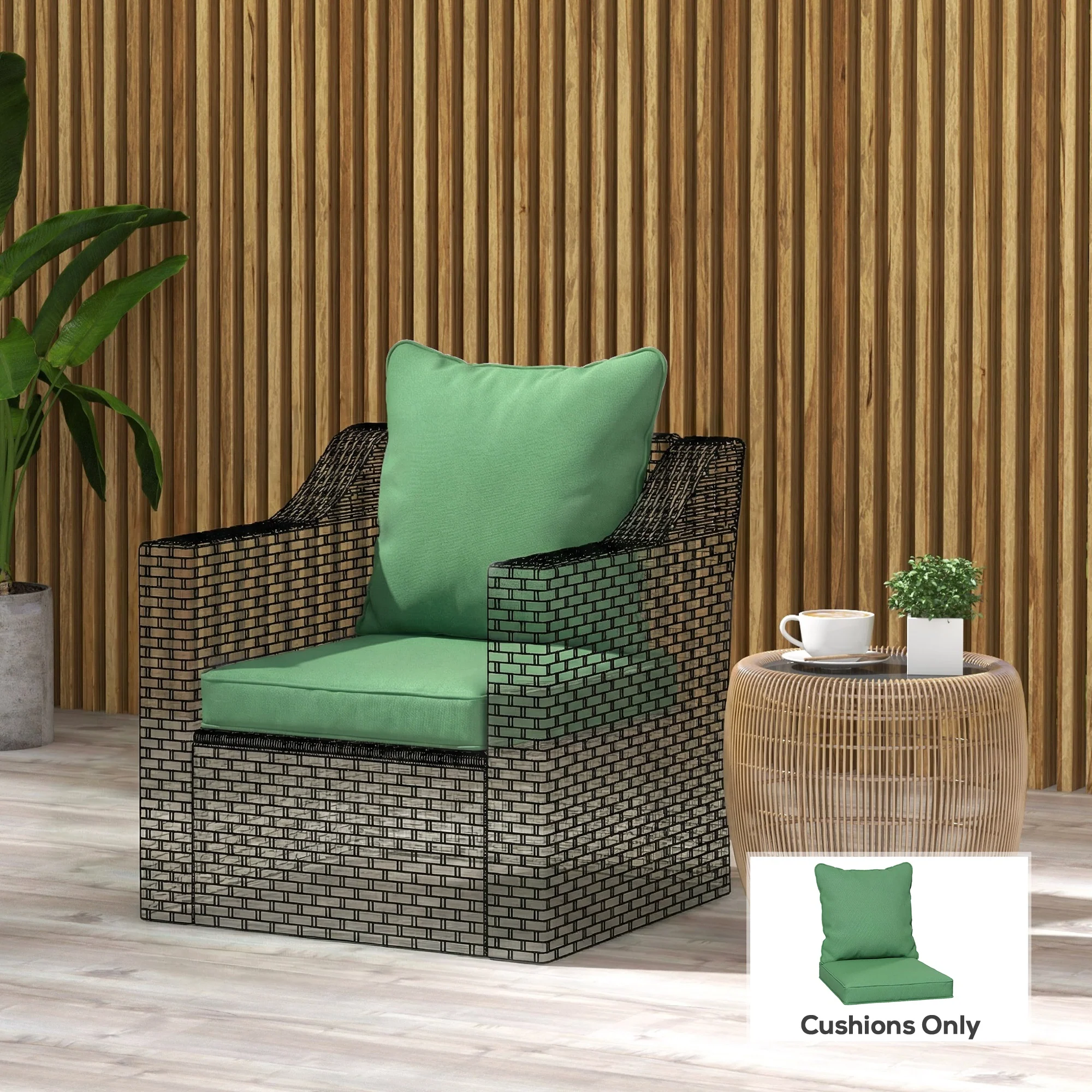 Outsunny Cushion Set with Seat & Back Pad, CUSHION ONLY, Green - Image 9