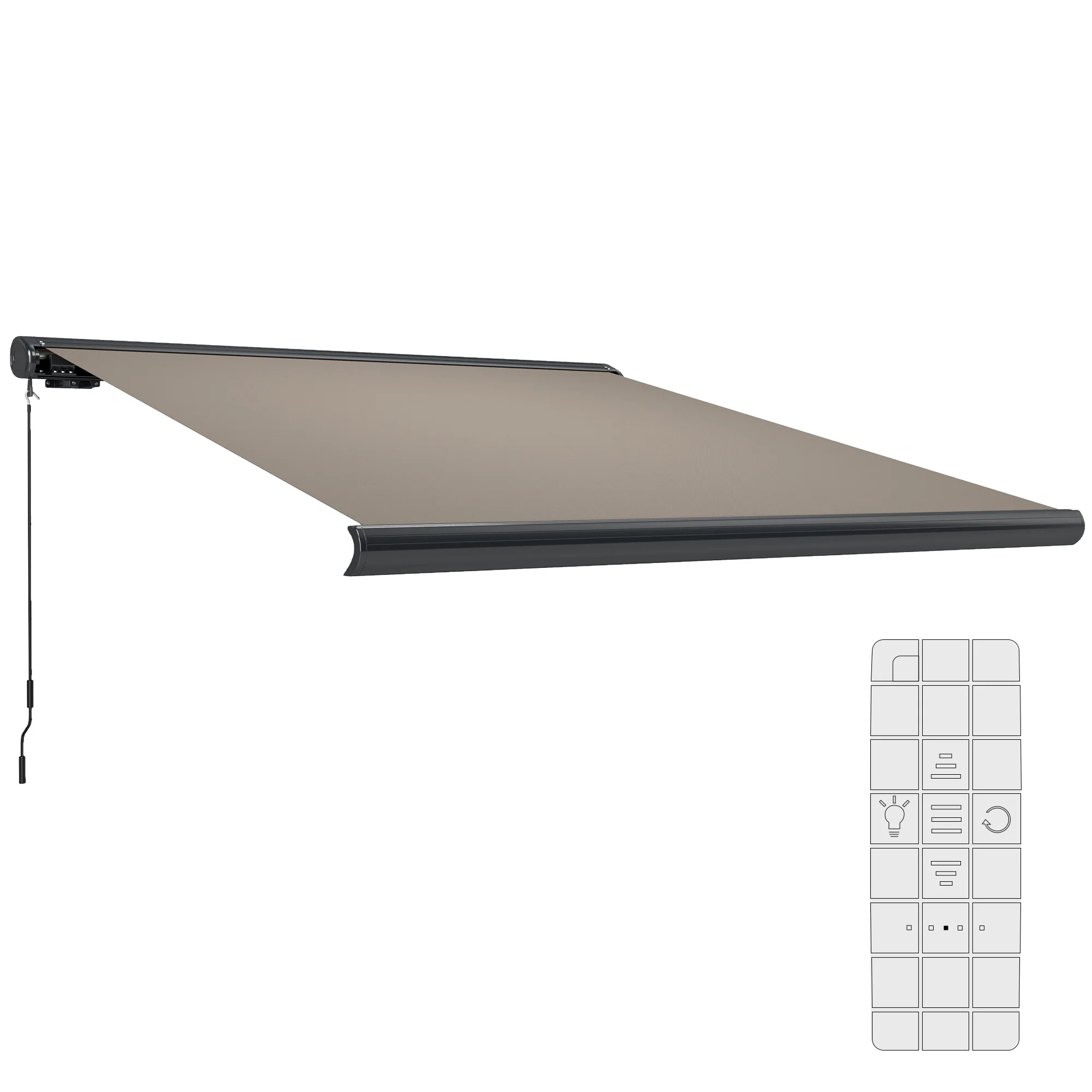 Outsunny DIY Retractable Canopy with Remote Controller for Patio, Light Grey