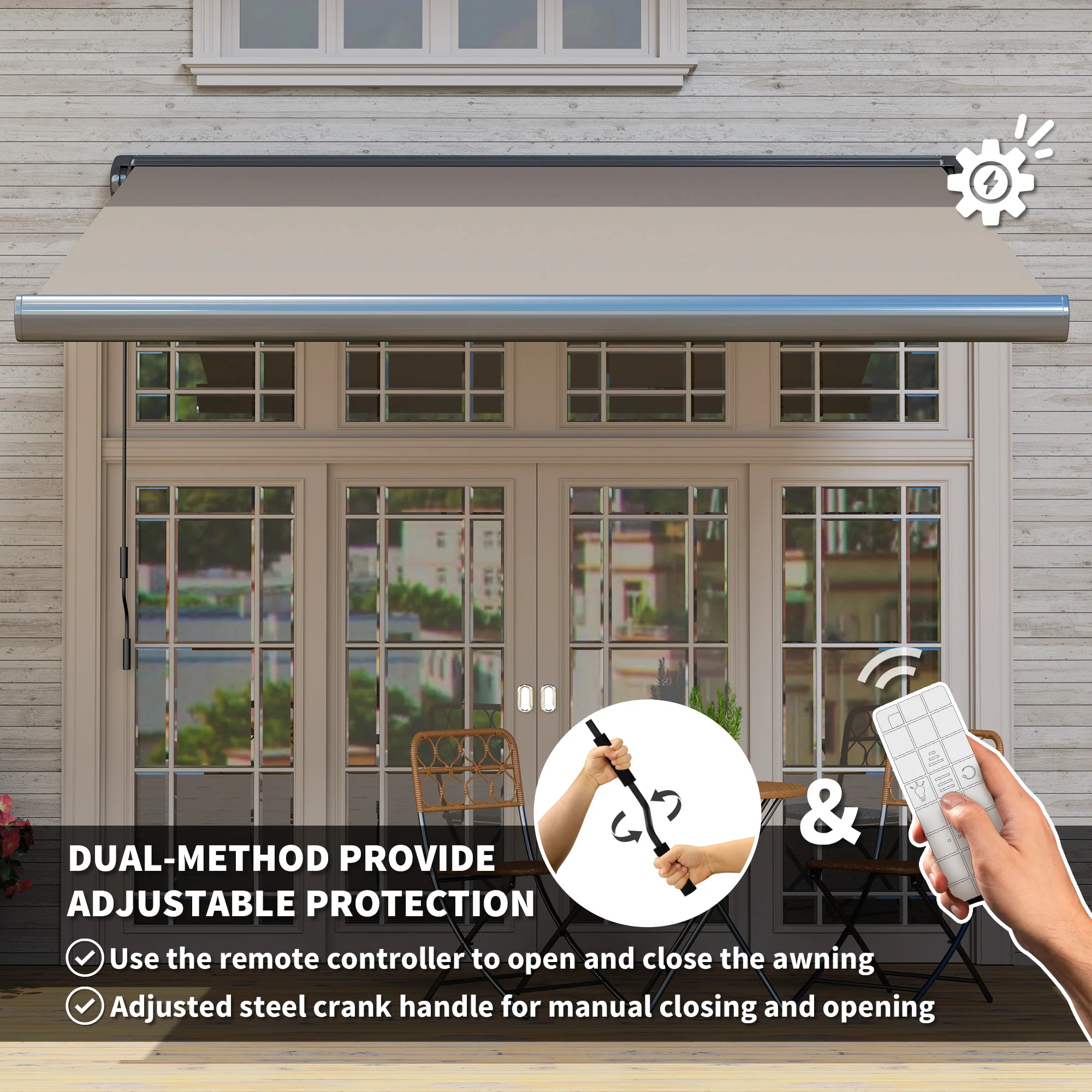 Outsunny DIY Retractable Canopy with Remote Controller for Patio, Light Grey - Image 3