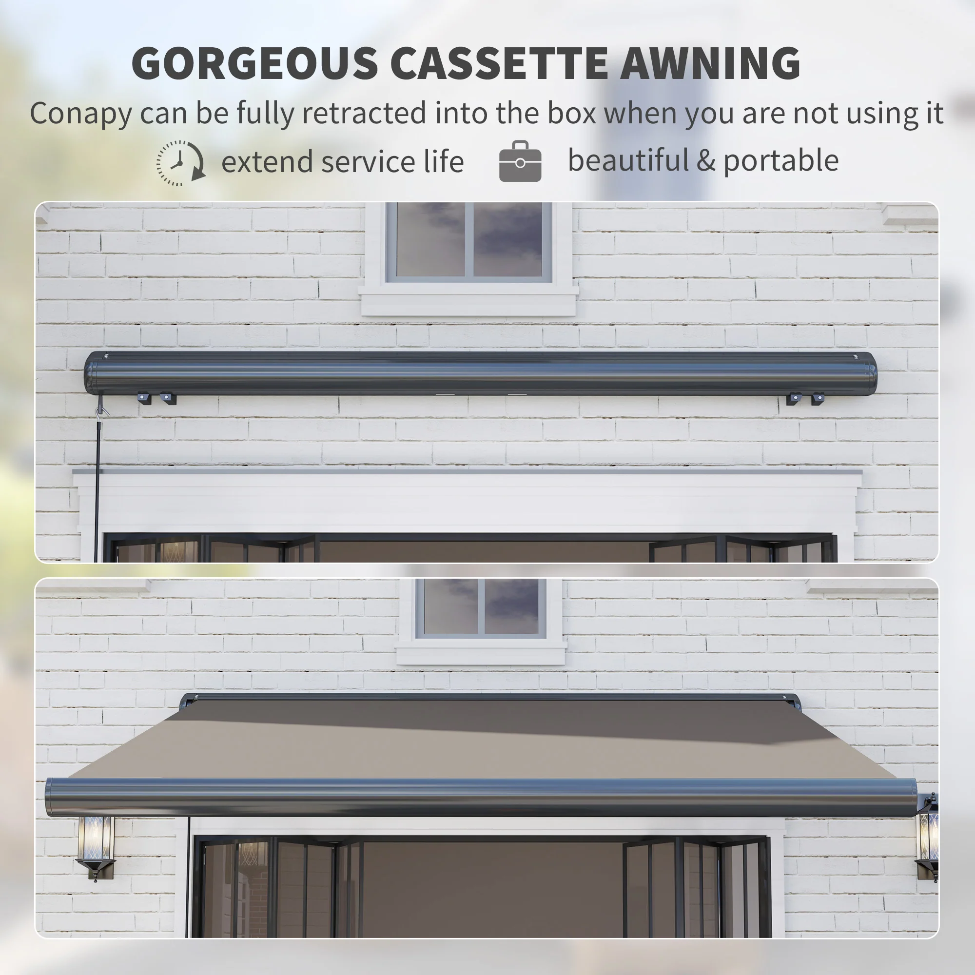 Outsunny DIY Retractable Canopy with Remote Controller for Patio, Light Grey - Image 4