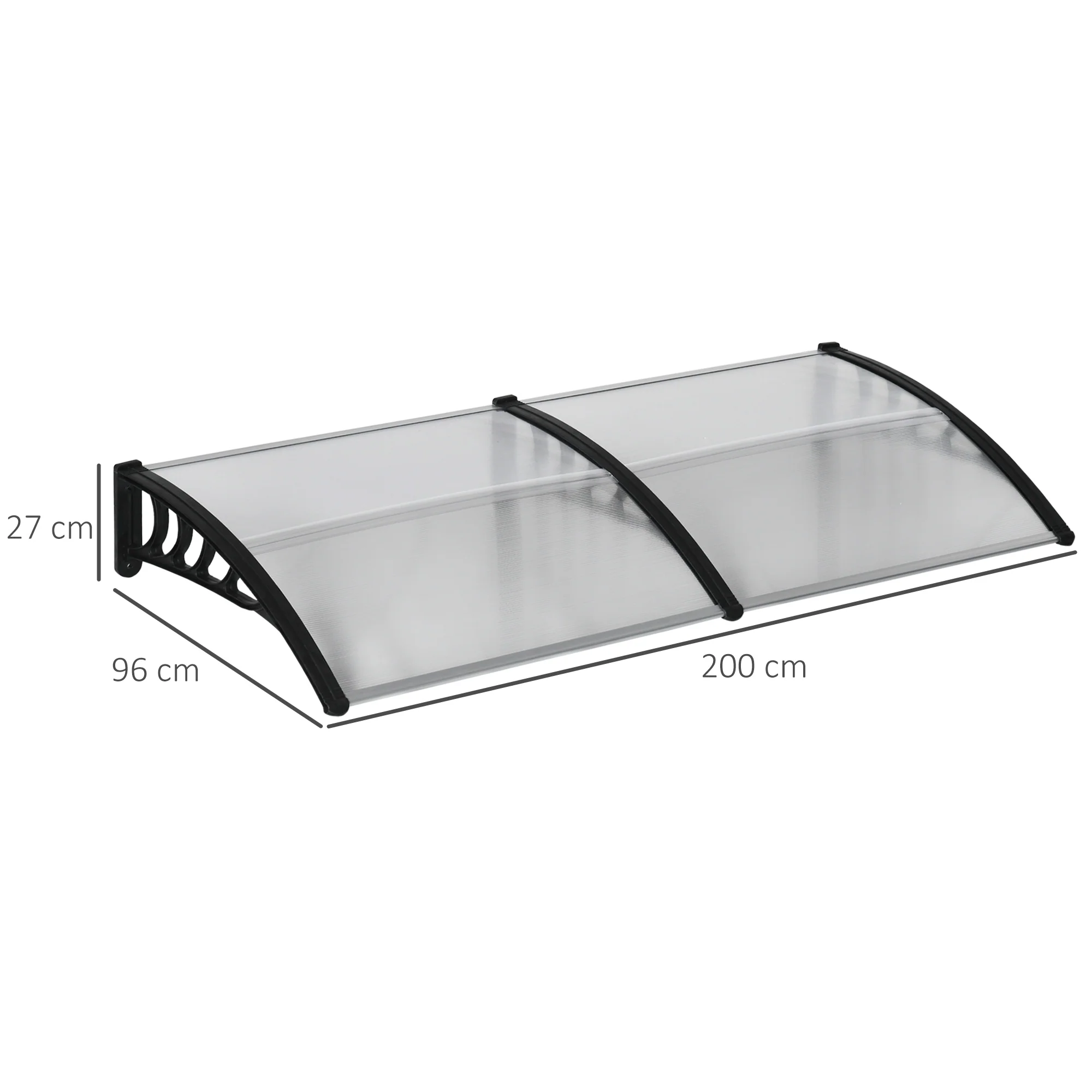 Outsunny Door Canopy Outdoor Awning Rain Shelter For Window Porch, Clear - Image 5