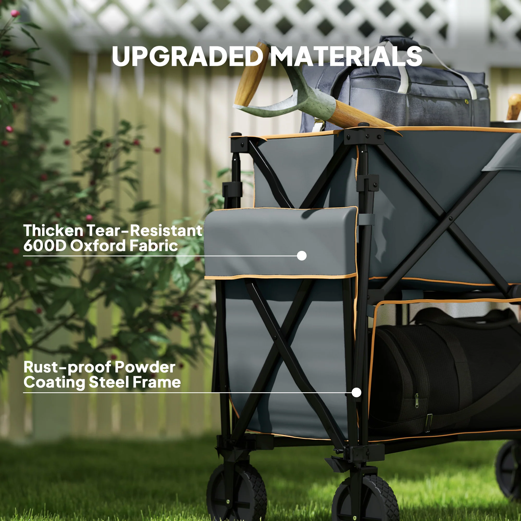 Outsunny Double Decker Folding Trolley Cart On Wheels, 200KG Capacity - Image 17