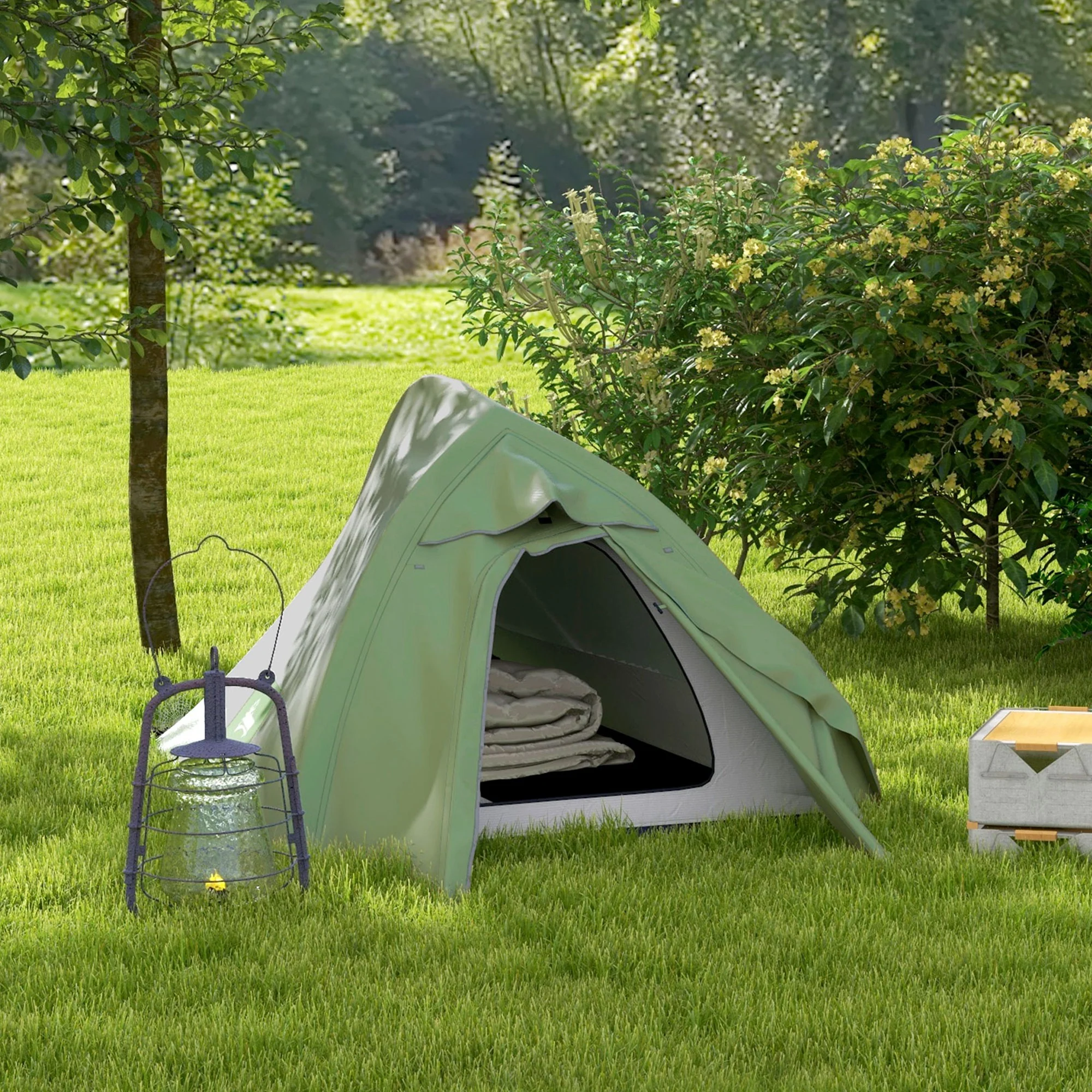 Outsunny Double Layer Camping Tent For 1-2 Man, 2000mm Waterproof - Orange/Green - Image 11