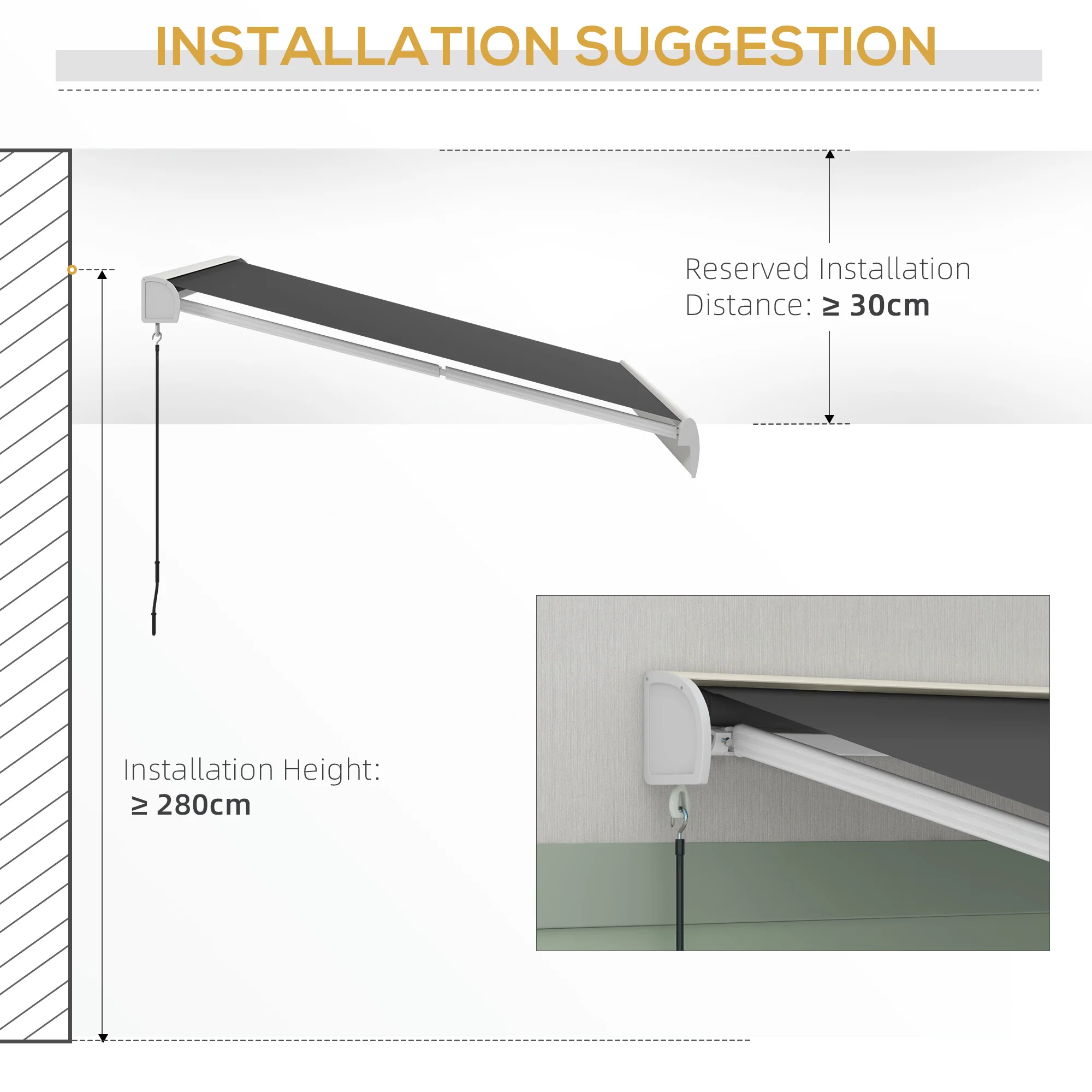 Outsunny Electric Retractable Awning Sun Canopies for Door Window - Image 8