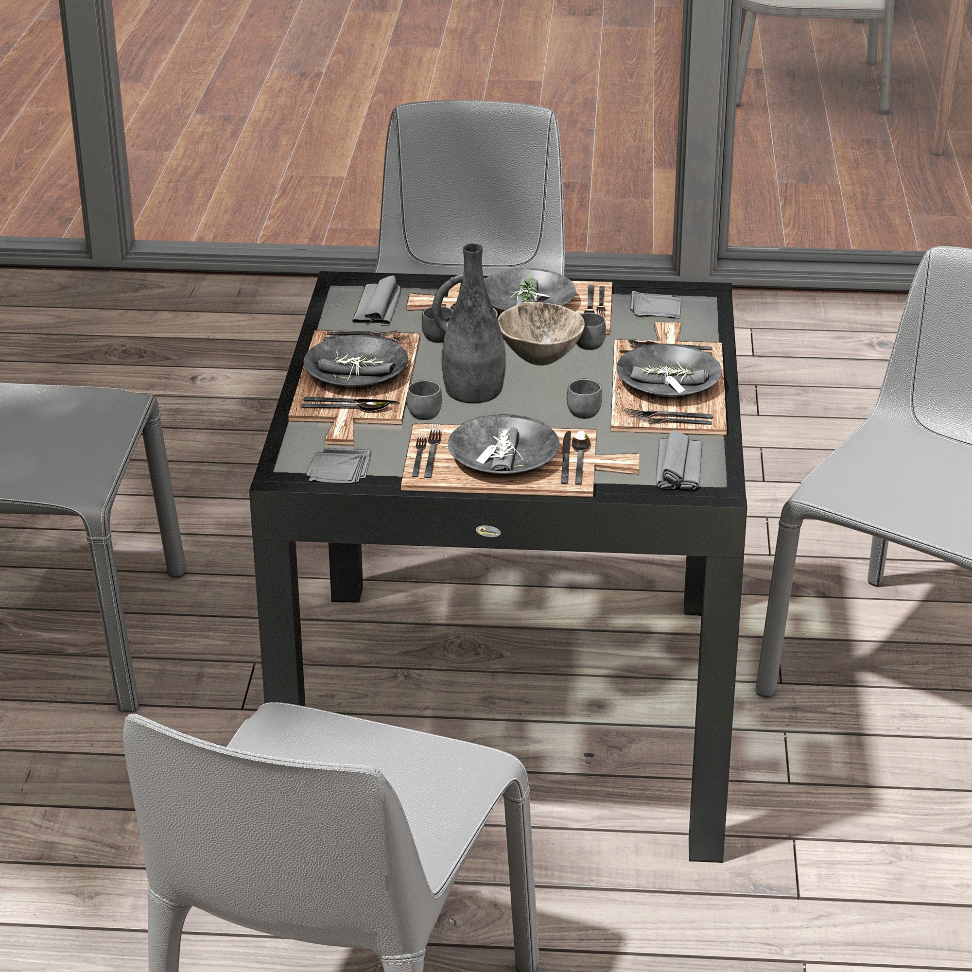 Outsunny Extendable Outdoor Dining Table Patio Table, Clear - Image 8