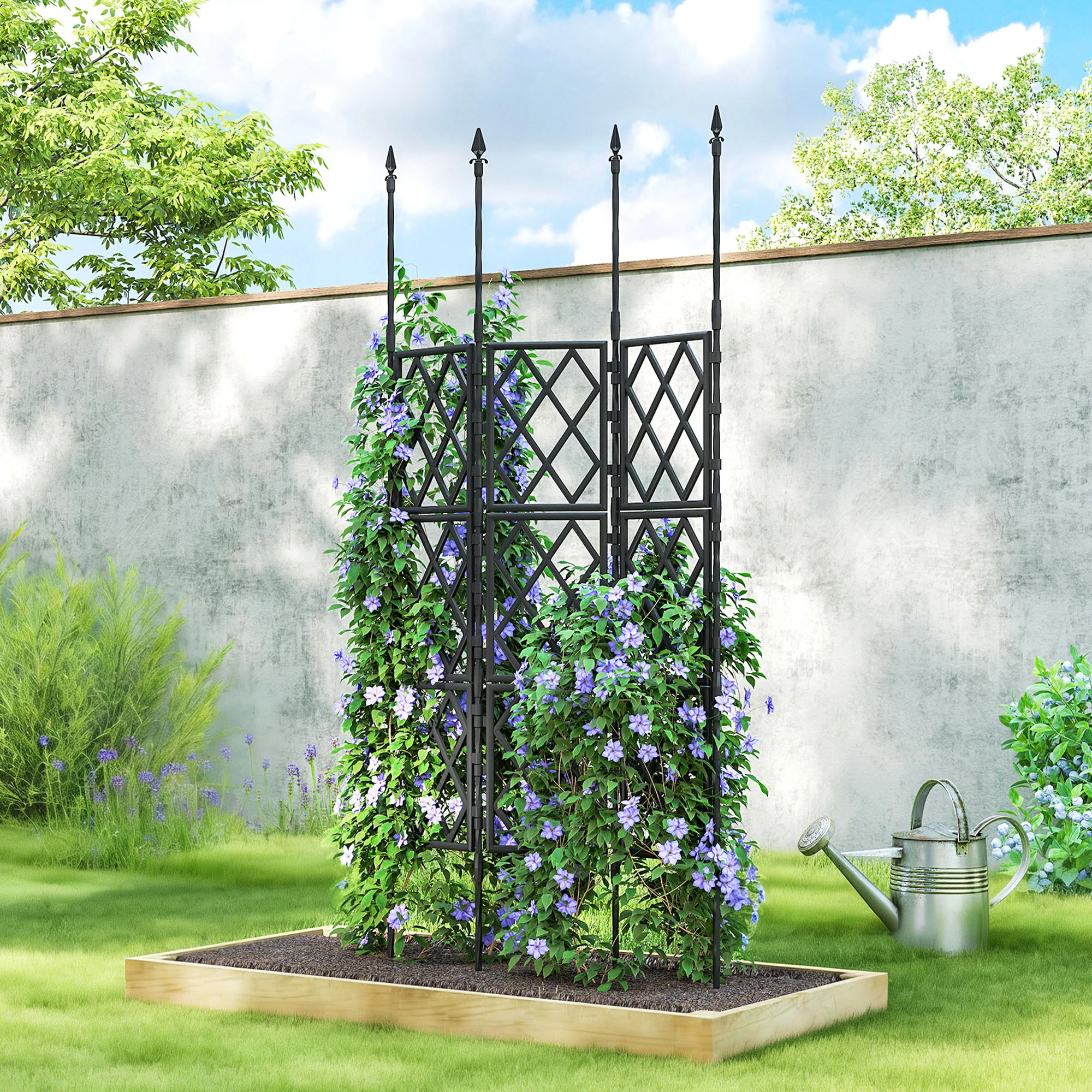 Outsunny Foldable Garden Trellis, Lattice Climbing Support Trellis - Image 2