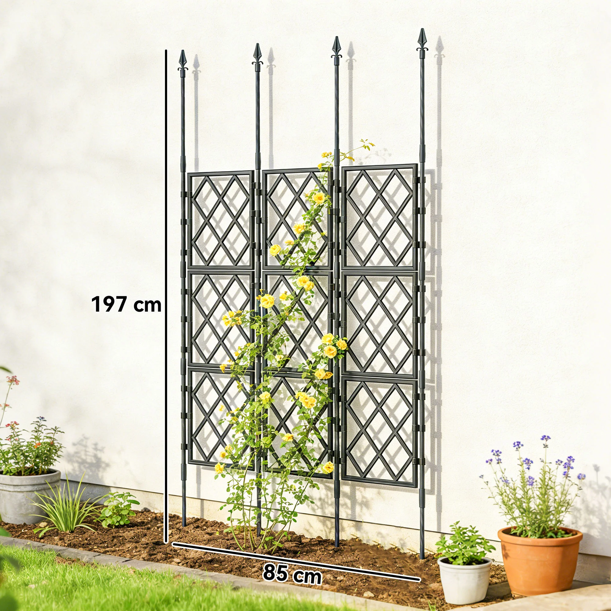 Outsunny Foldable Garden Trellis, Lattice Climbing Support Trellis - Image 3