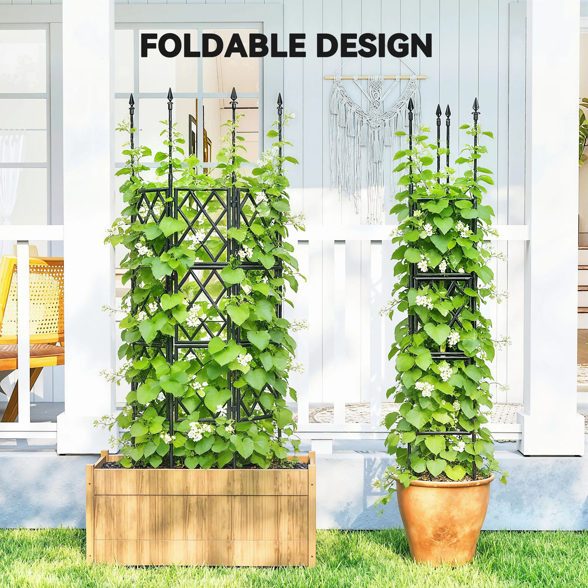Outsunny Foldable Garden Trellis, Lattice Climbing Support Trellis - Image 4