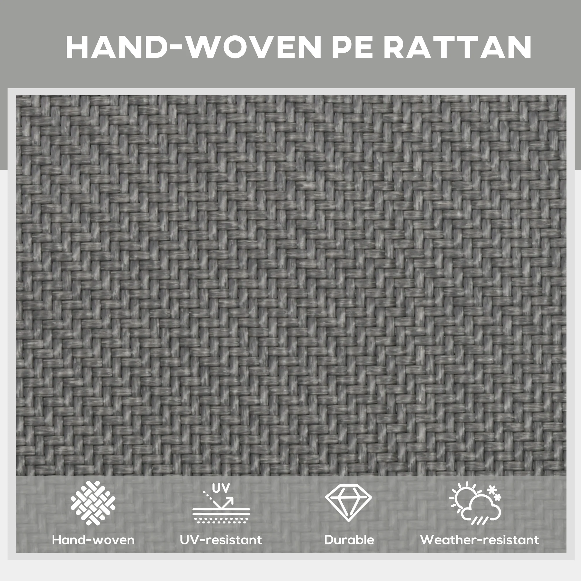 Outsunny Foldable PE Rattan Sun Lounger w/ 5-Level Adjustable Backrest, Grey - Image 3