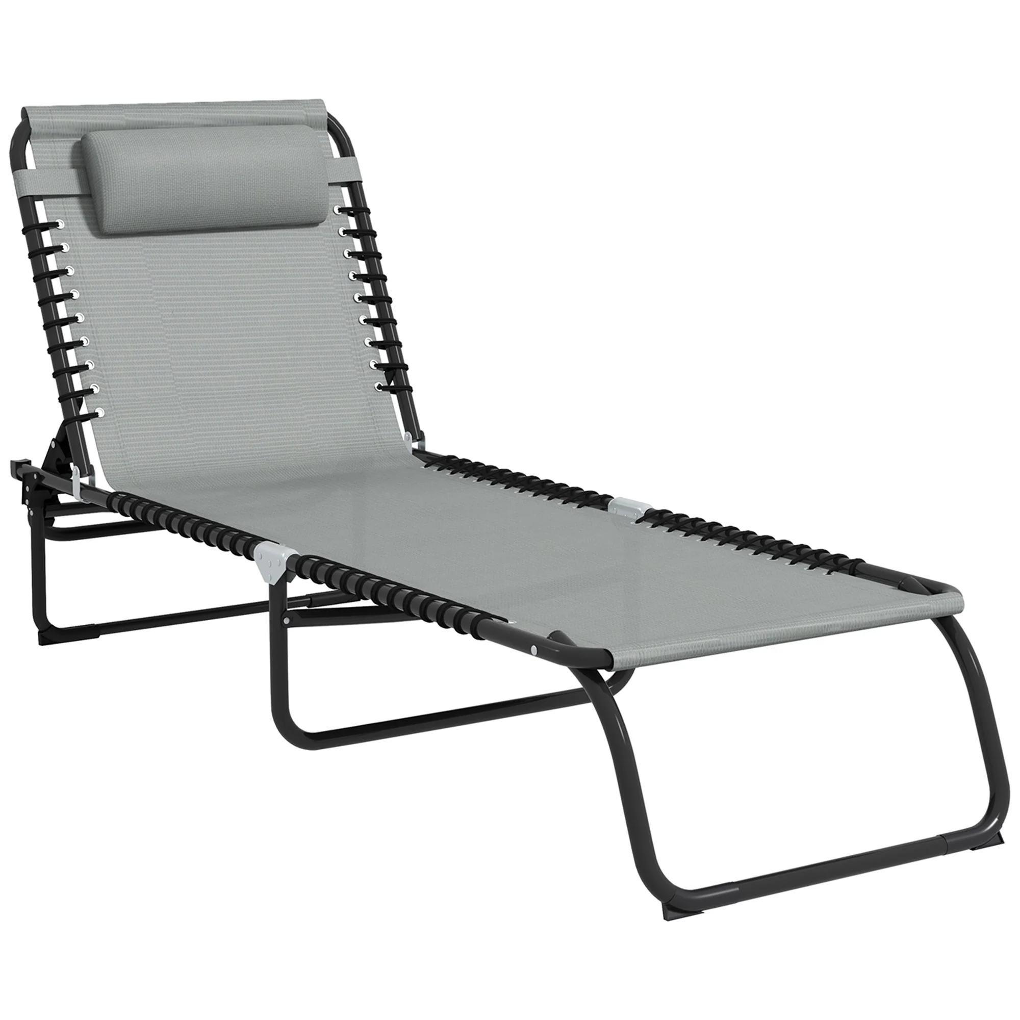 Set Of 2 Outsunny Folding Beach Chair Chaise Lounge 4 Adjustable Positions - Image 19